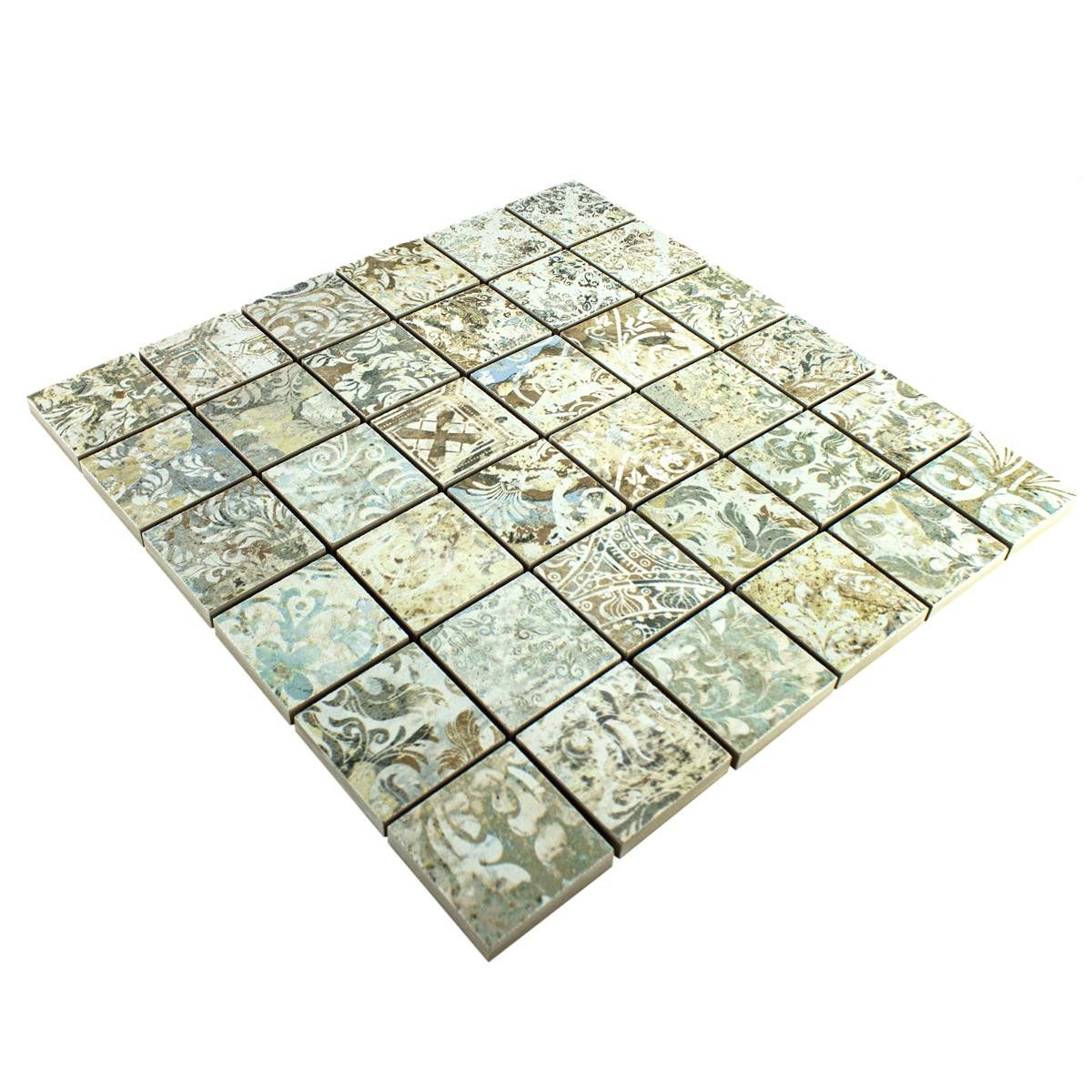 Mosafil Mosaikfliesen Keramikmosaik Fliesen Bellona Effekt Hellbunt 47x47mm, Feinsteinzeug 29.500x29.500, hellbunt, Rutschfest