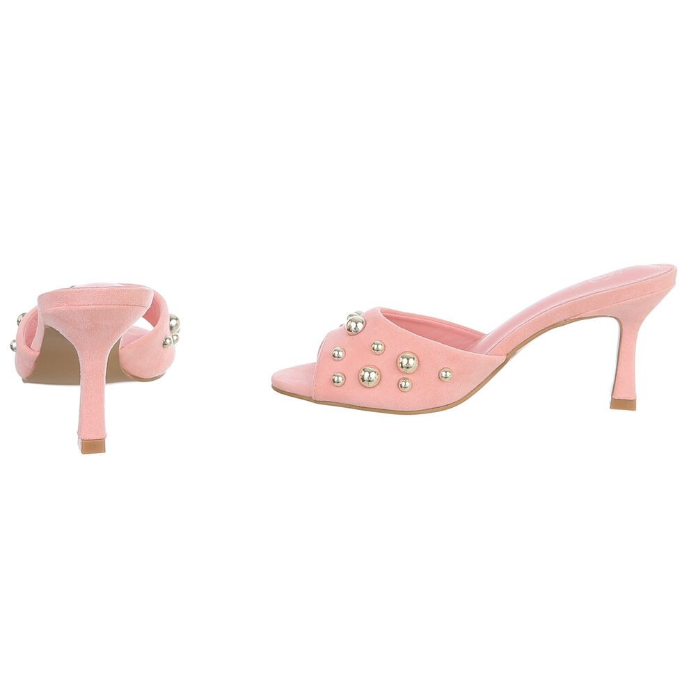 Ital-Design Damen Pantoletten Pumps mit Nieten und Stilettoabsatz Pantolette (91742650) Pfennig-/Stilettoabsatz Sandalen & Sandaletten in Rosa – Bild 5 von 5