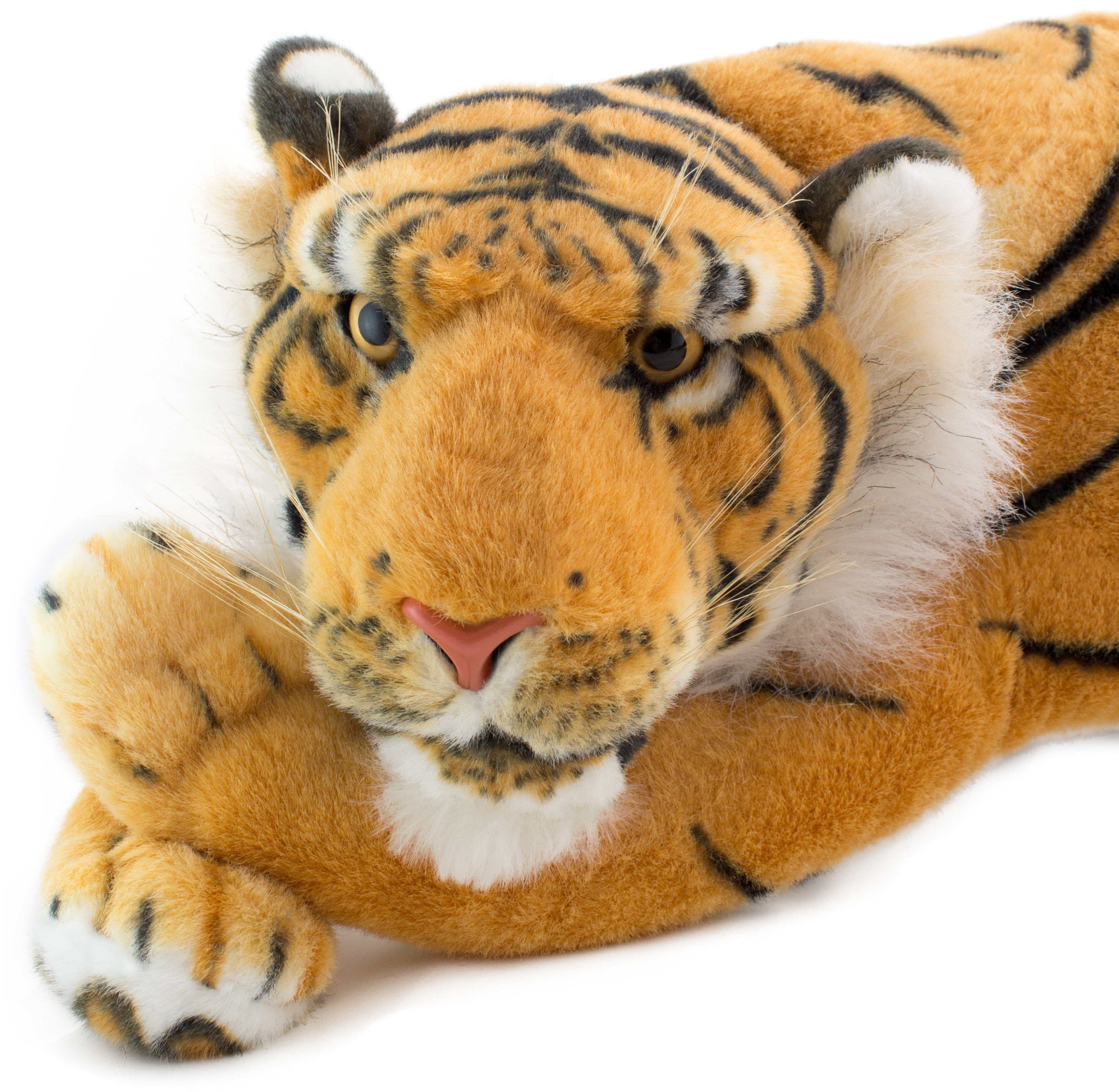 BRUBAKER Kuscheltier Liegender Tiger 60 cm lebensecht (1-St., König des Dschungels), Stofftier Plüschtier
