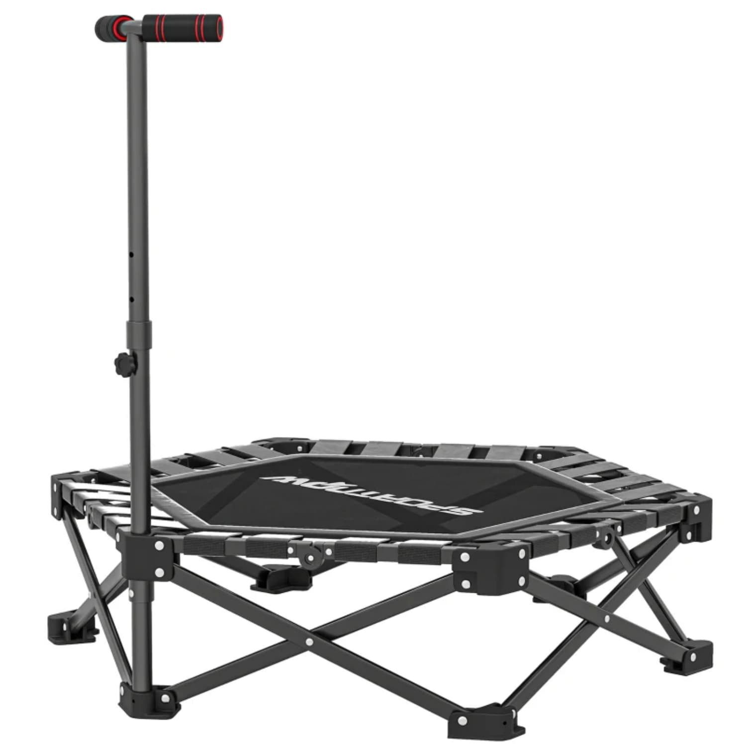 autolock Fitnesstrampolin Fitness-Trampolin mit verstellbarem T-Griff, faltbar, Tragetasche, 120 kg Belastbarkeit, Stahl, Kunststoff,indoor Trampolin