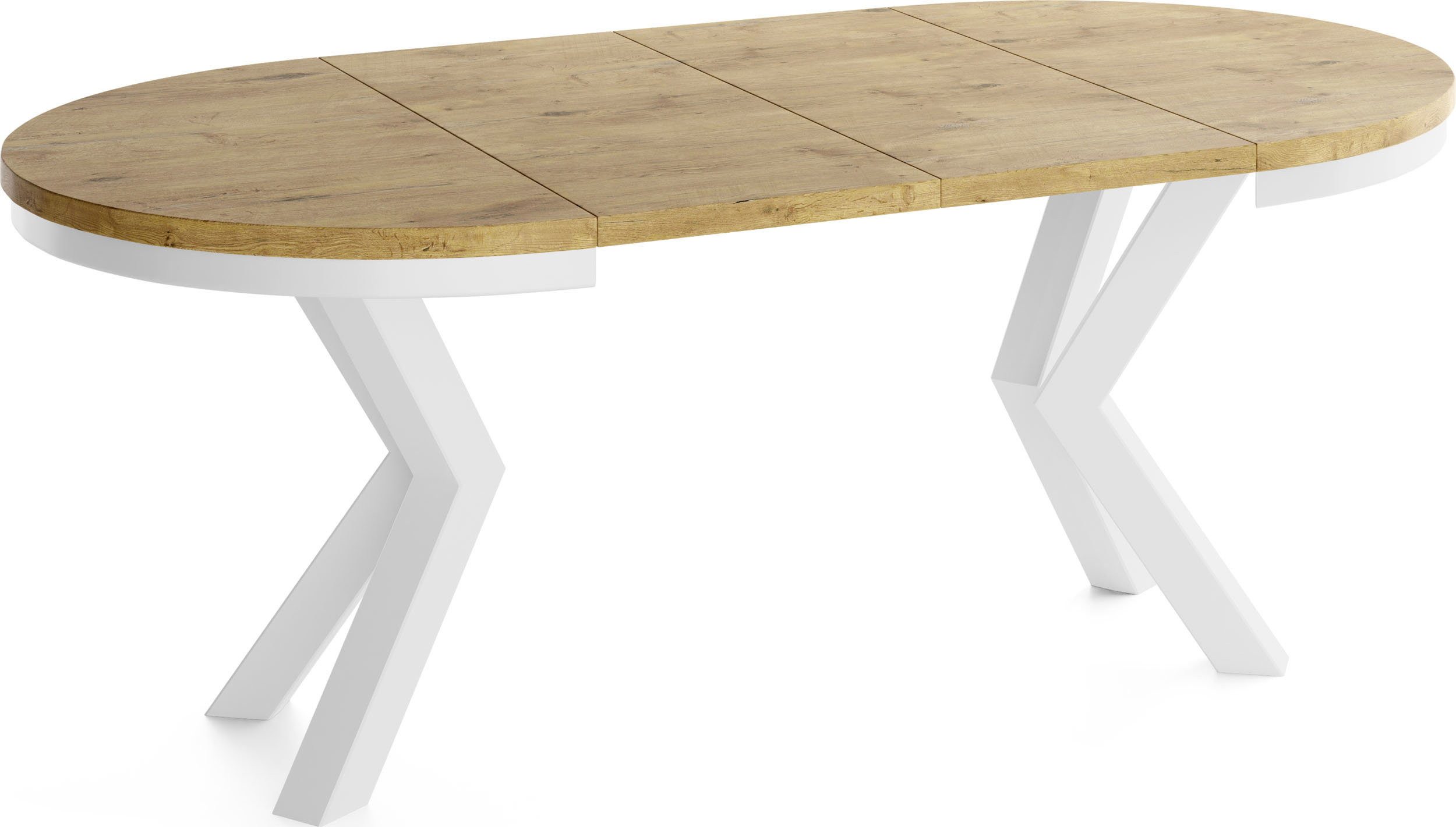 WFL GROUP Esstisch Clara White im Loft-Stil rund ausziehbar mit weißen Metallbeinen (MADE IN EU, erhältlich in zwei Größen – 100/120 cm, ausziehbar auf 180/200  – Bild 4 von 5