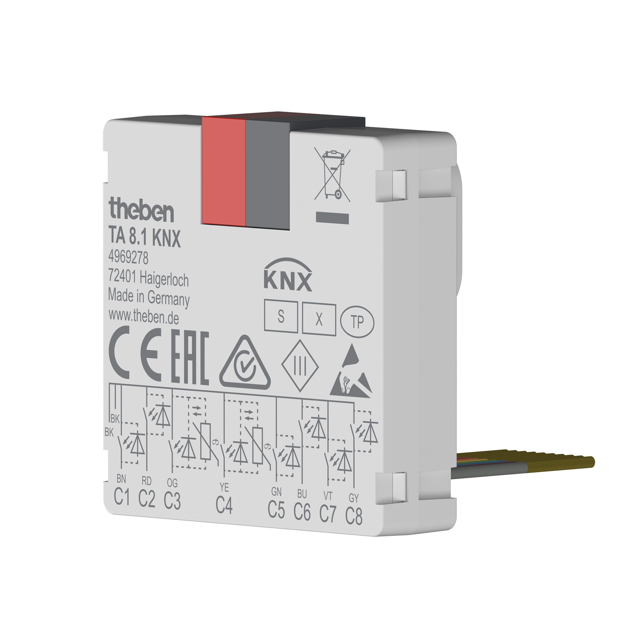 theben TA 8.1 KNX Smart-Home-Steuerelement, 8-fach Binäreingang, KNX TP, Data Secure, 2 NTC, bis 30m