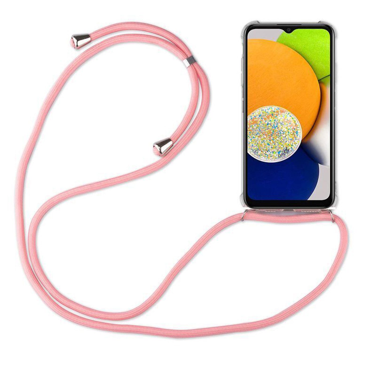 betterfon Handykette für Samsung Galaxy A03 Handyhülle mit Band & Kordel Bumper Rosa, Hände frei – mit Silikonhülle & Schnur für flexiblen Alltag