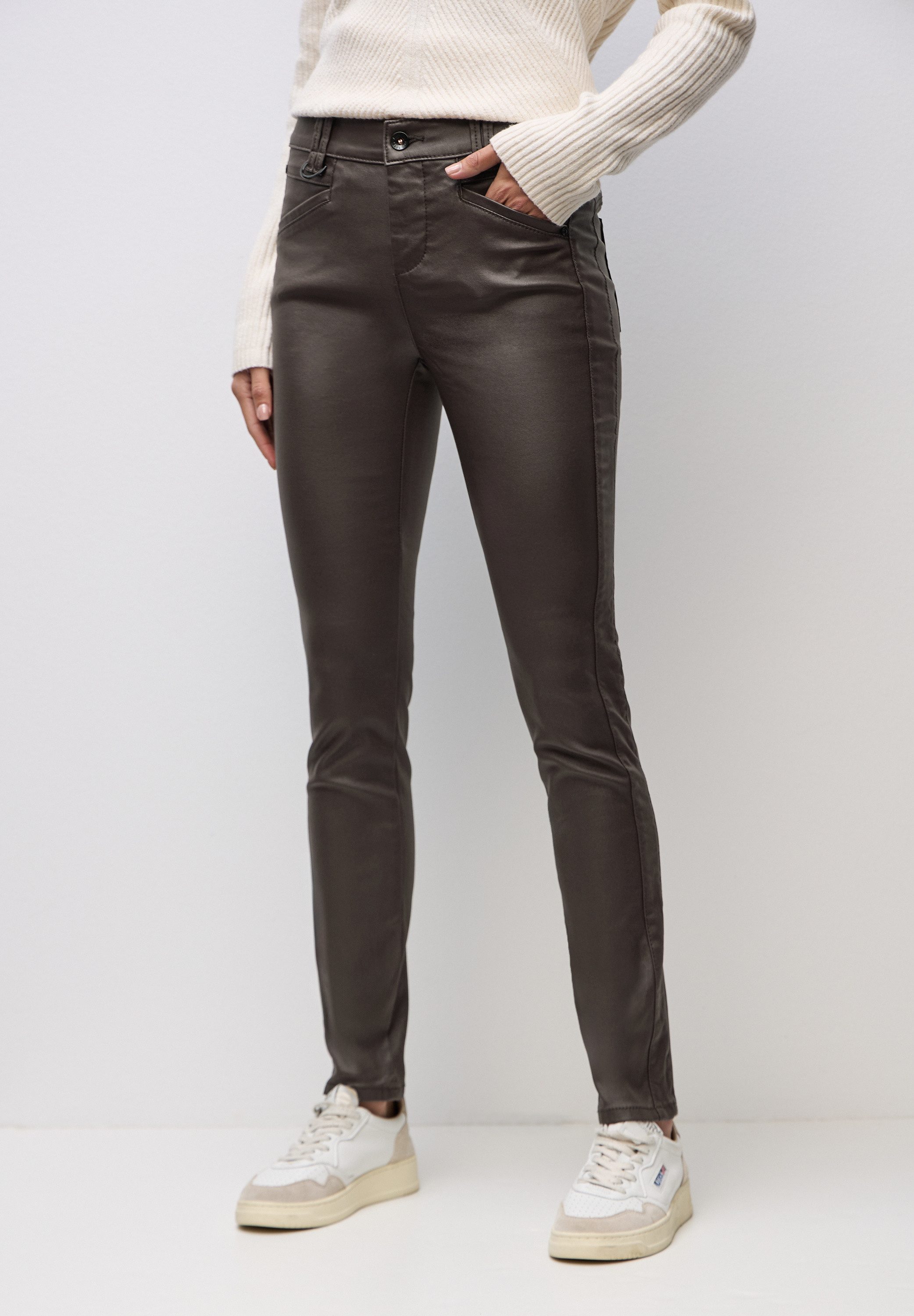 STREET ONE Lederimitathose Middle Waist günstig online kaufen