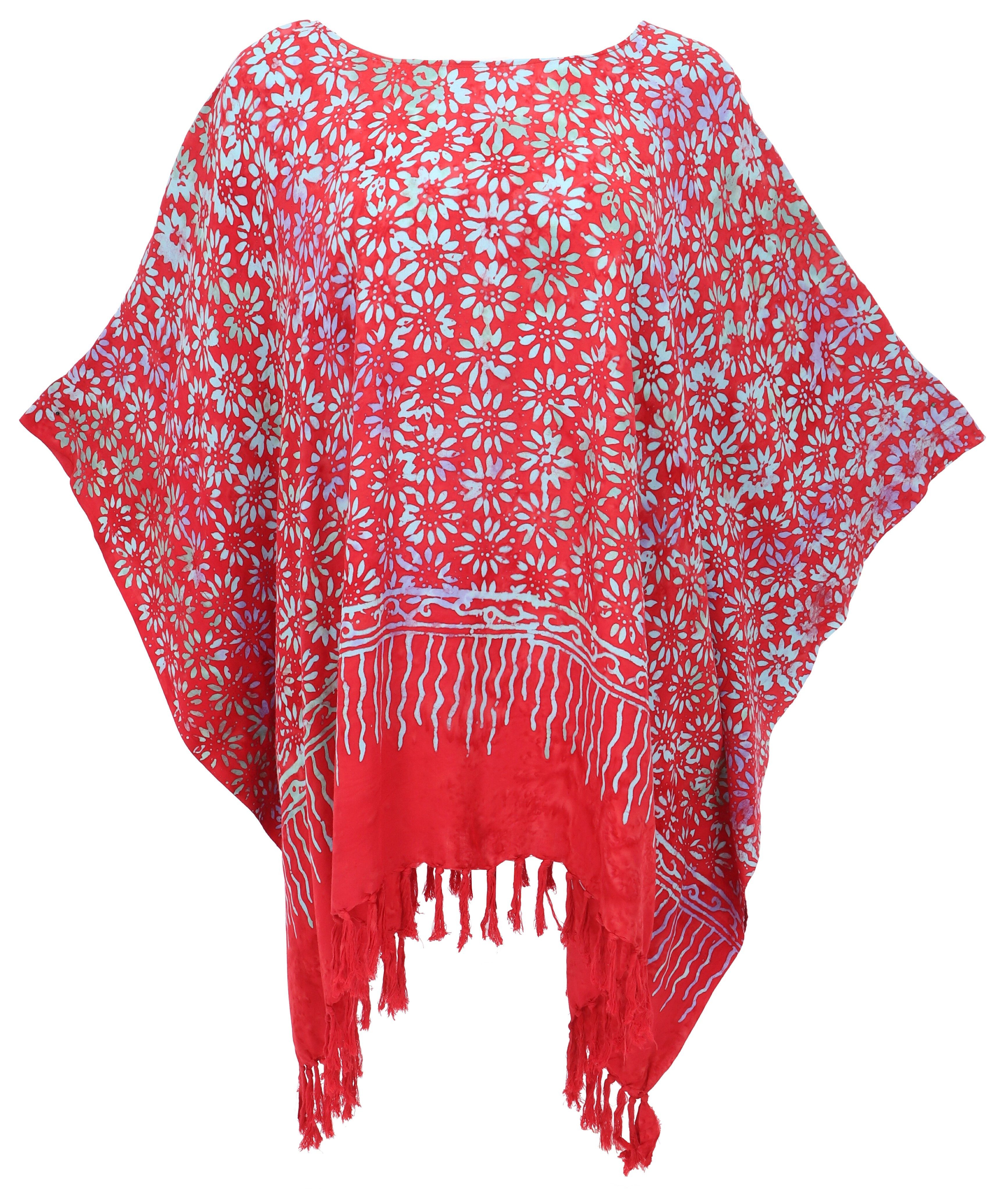 Guru-Shop Longbluse Poncho, Tunika, Strandkleid, Batik Kaftan,.. alternative Bekleidung