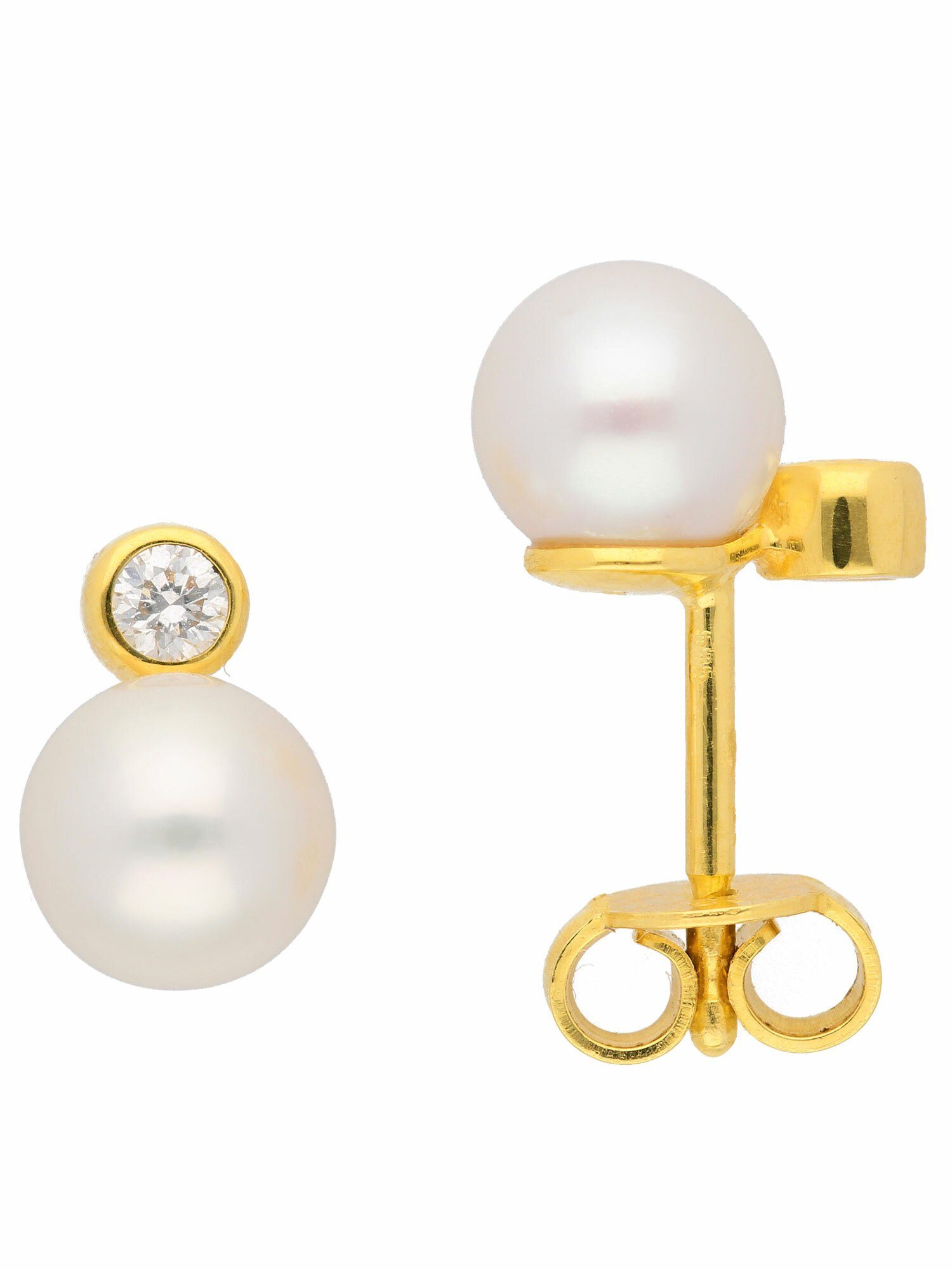 Adelia´s Paar Ohrhänger 1 585 Ohrstecker Zuchtperle, mit Ohrringe mit Damen Gold 585 / Goldschmuck für Gold Paar Zuchtperle Süßwasser Süßwasser