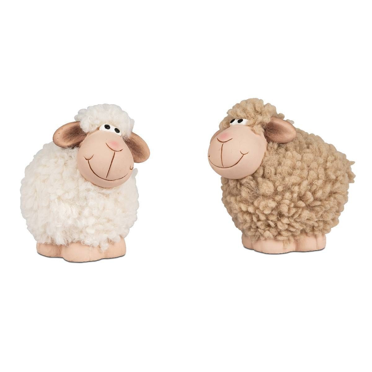formano Osterfigur Schafe im 2er Set aus Keramik & Wolle 11 oder 16 cm