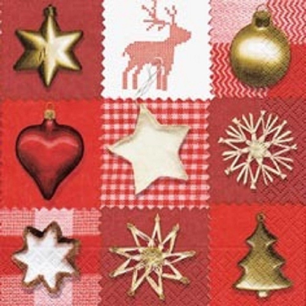 Paper+Design Papierserviette 20 LUNCH SERVIETTEN 33x33cm. RED & WHITE