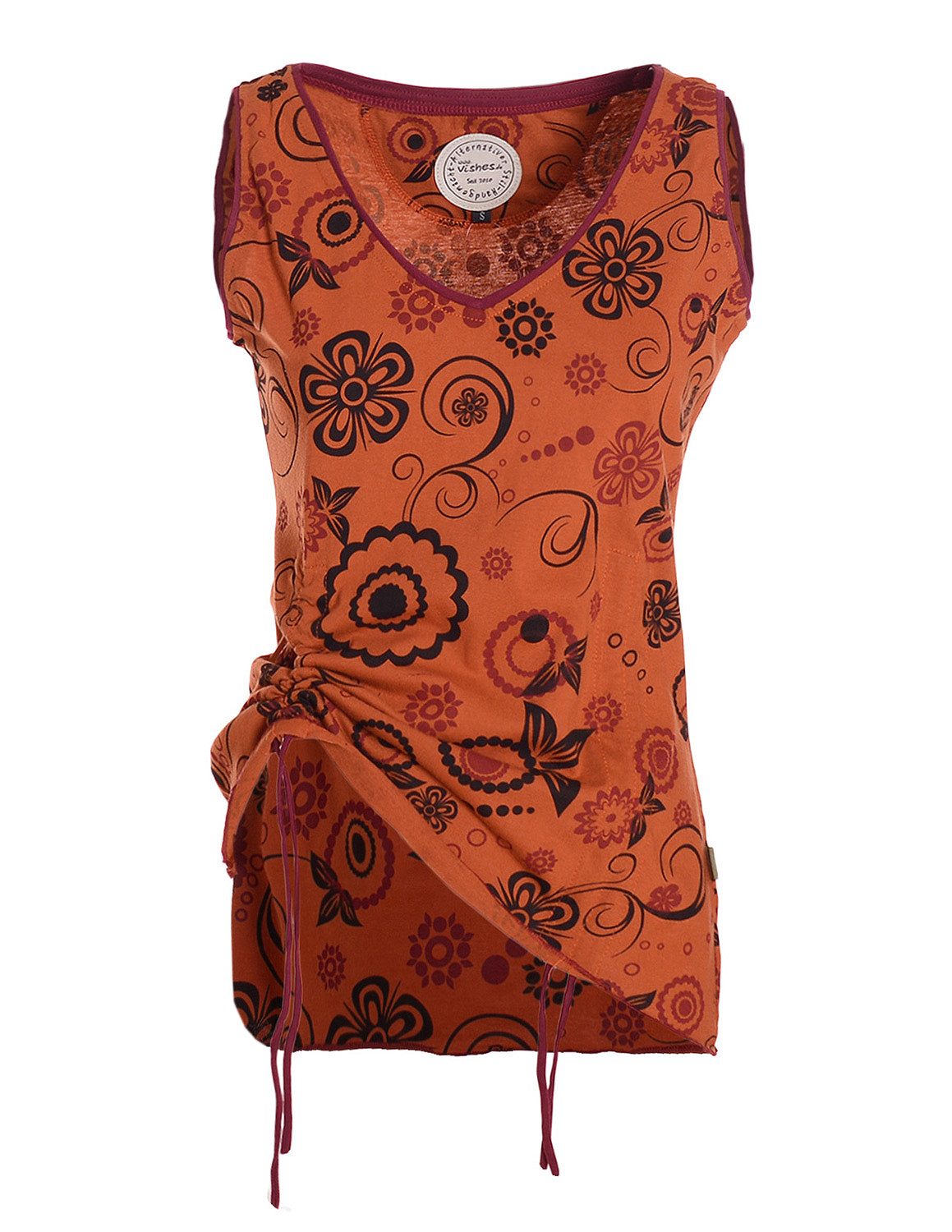 Shirttop Tanktop Damen Blumenprint V-Ausschnitt verstellbar Baumwolle