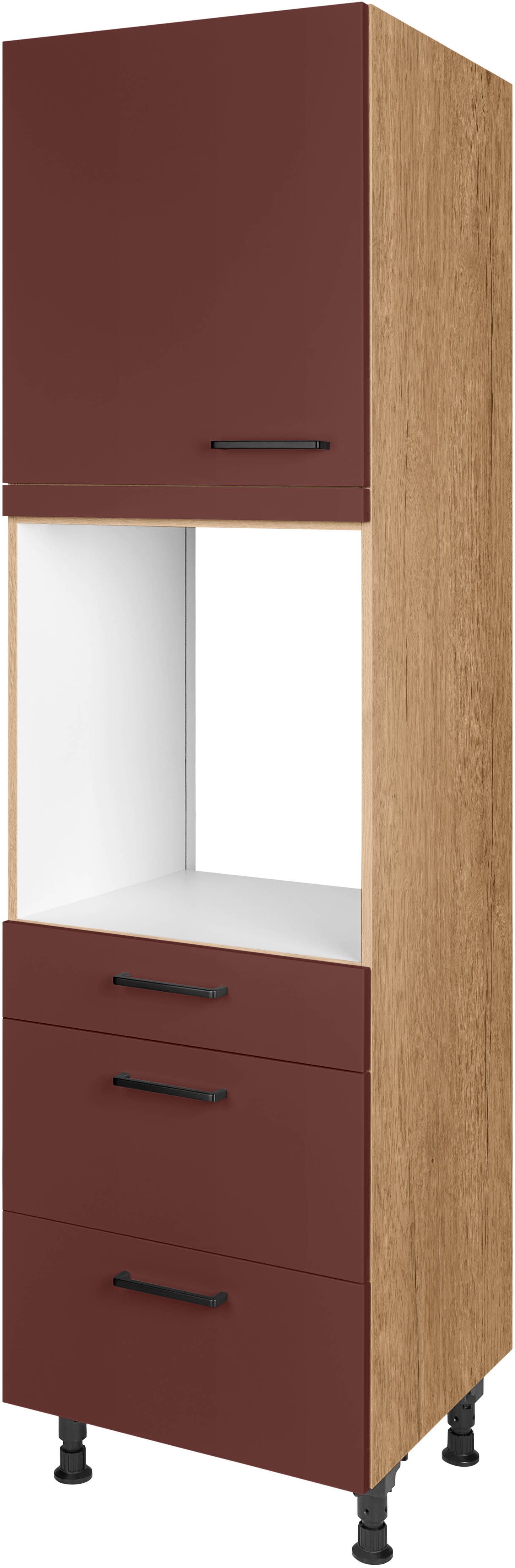 nobilia® Backofenumbauschrank "Easytouch", Ausrichtung wählbar, mit Schublade und zwei Auszügen und einer Tür, vormontiert, Breite/Höhe: 60/216,6 cm