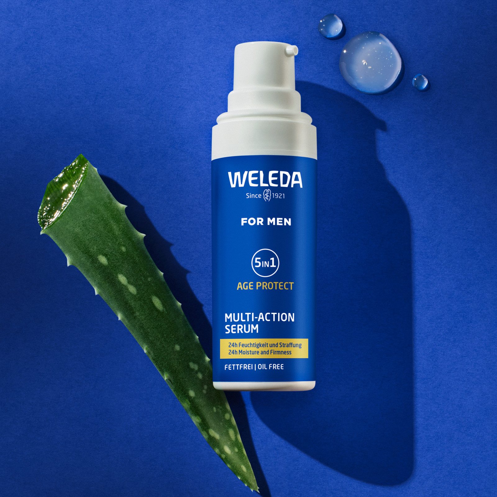 WELEDA Gesichtsserum FOR MEN 5IN1 MULTI-ACTION SERUM, für 24h Feuchtigkeit, mindert Falten & strafft, fettfrei