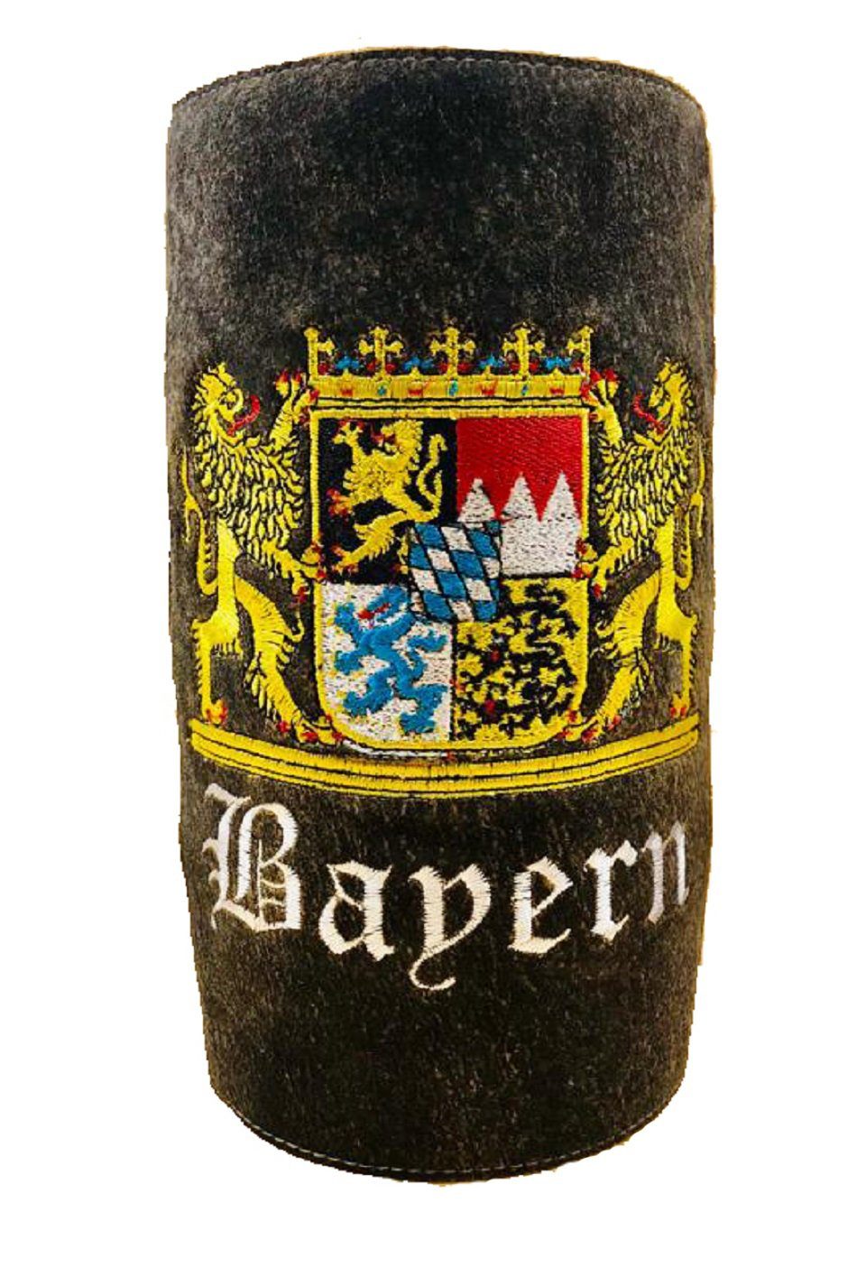 Weinkühler Ledermanschette bestickt mit Bayernwappen, "urbayrisch "