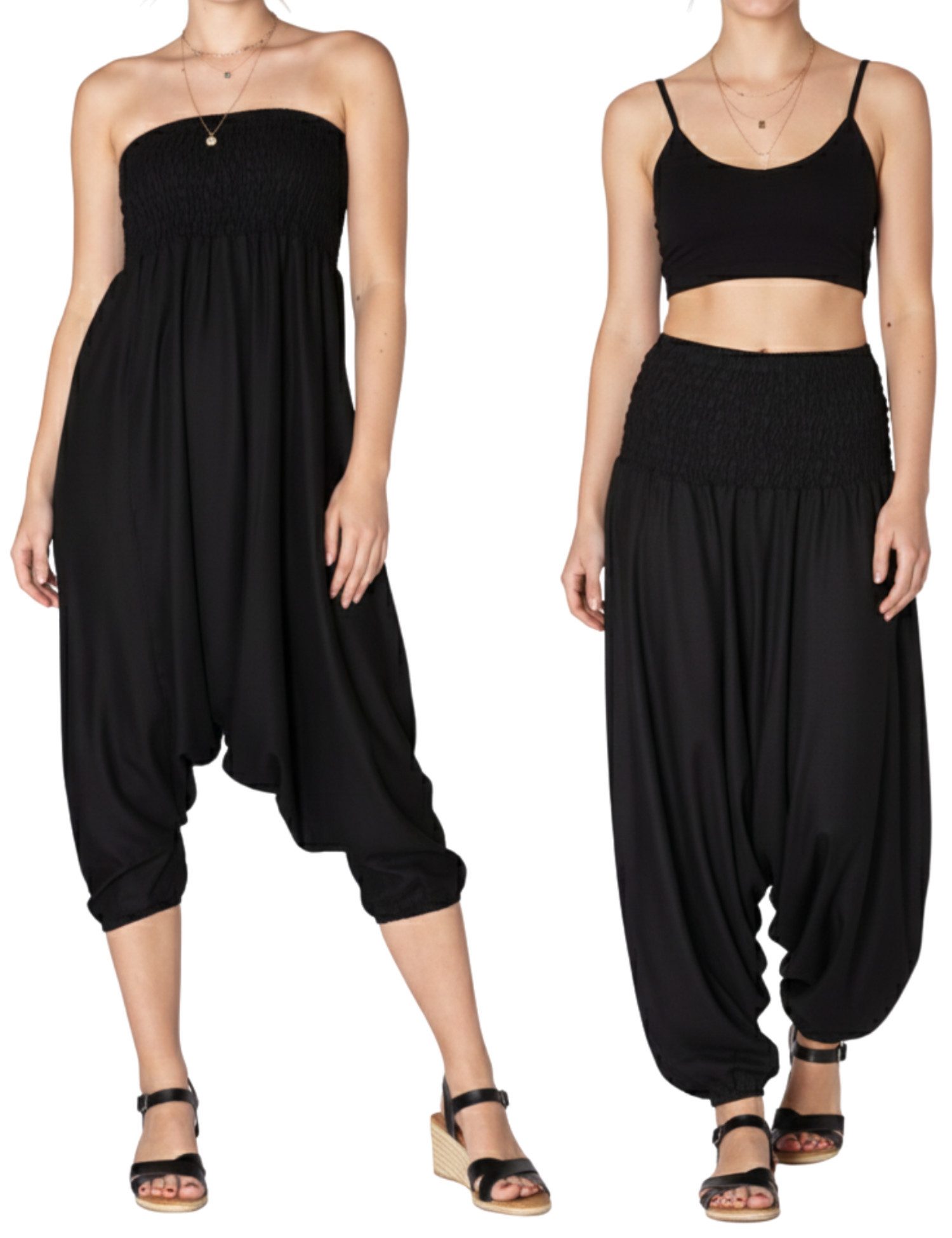 PANASIAM Haremshose Aladinhose einfarbig Haremshose aus 100% natürlicher Viskose Pumphose für Damen bequeme Freizeithose Pluderhose