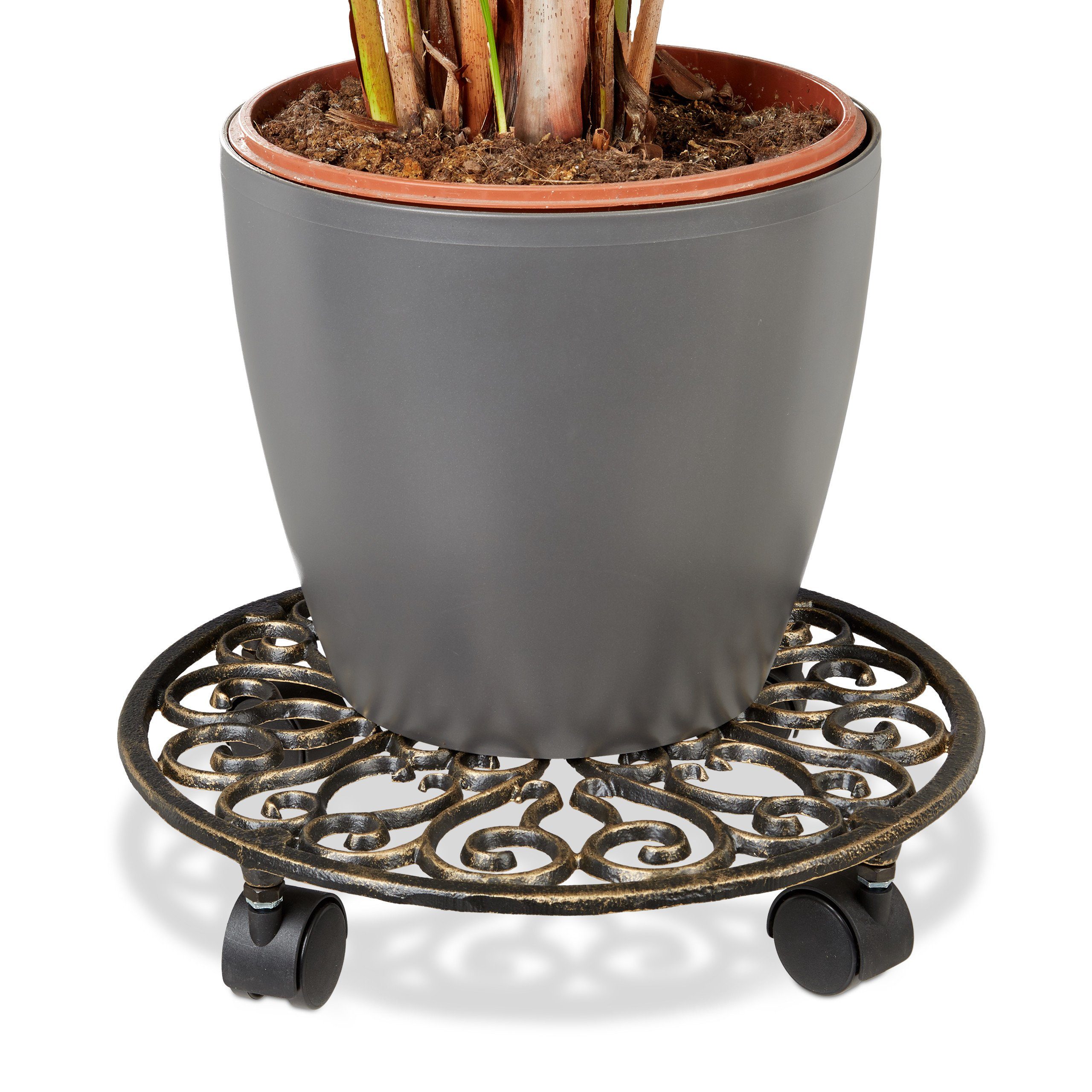 Blumentopfuntersetzer Pflanzenroller Gusseisen