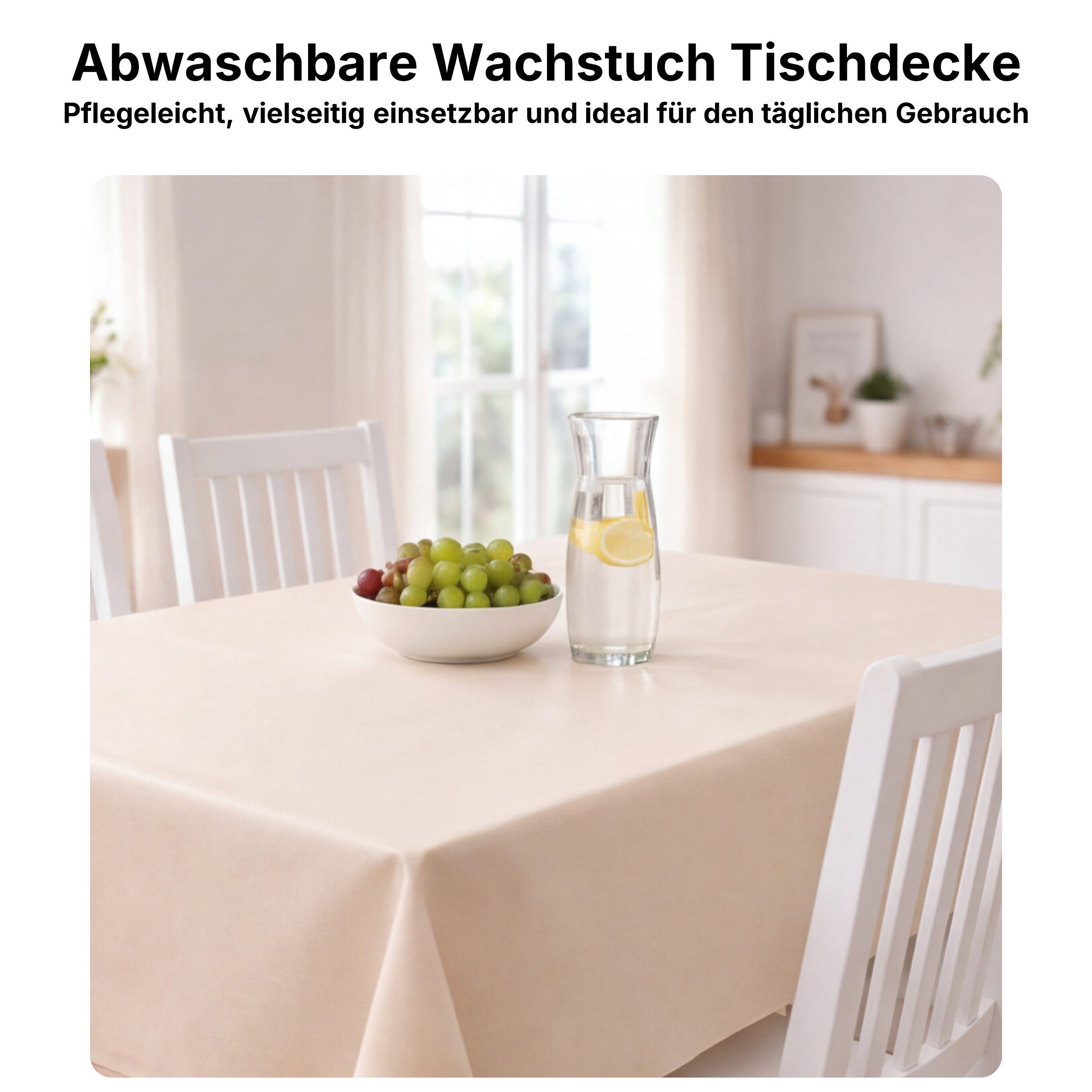 Melody Gartentischdecke Wachstuchtischdecke Tischdecke Gartentischdecke Uni creme abwaschbar, fleckenabweisend, wasserabweisend, Glattes Gewebe