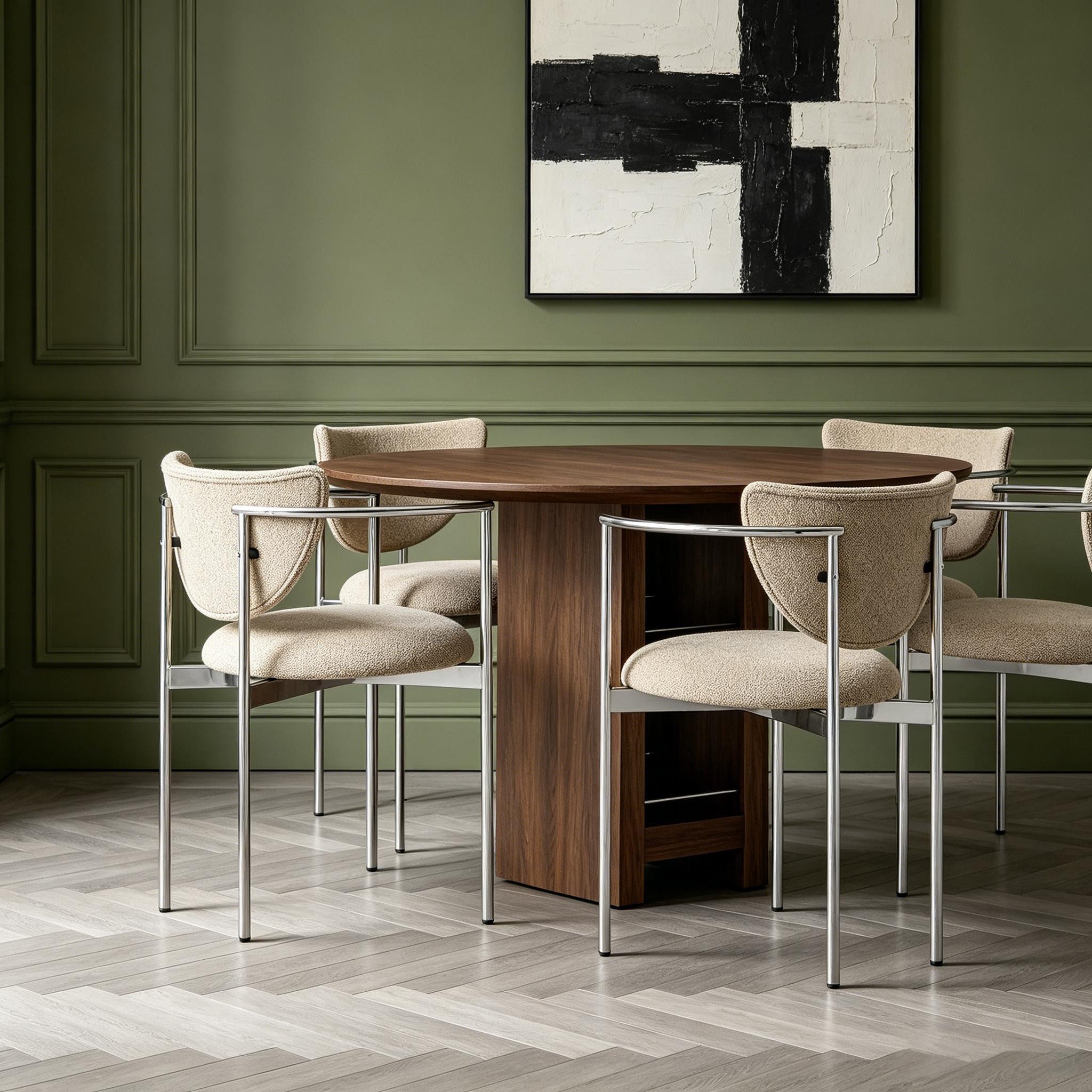 WILLIAMSPACE Esszimmerstuhl Lunar 2er Bouclé Esszimmerstühle mit wählbarem Metallgestell, 2 Set