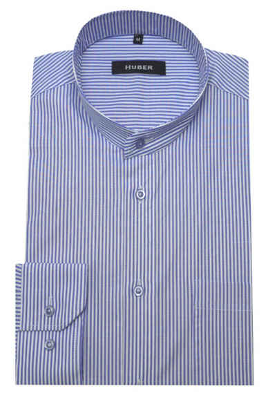 Huber Hemden Langarmhemd HU-0028 Stehkragen, Streifendesign, Regular Fit-gerader Schnitt, Made in EU