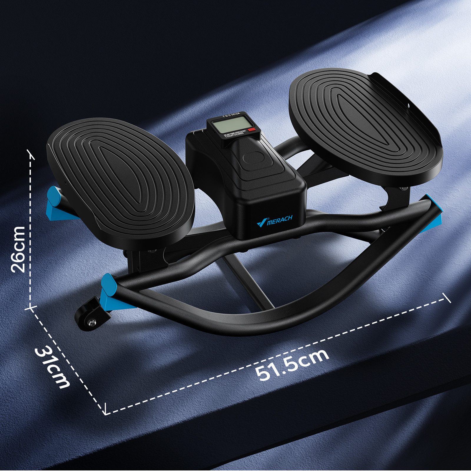 MERACH Stepper mit 3D-Seitwärtsbewegung und LCD-Display (Mini-Stepper Heimtrainer mit rutschfesten Pedalen, 1-tlg., U-Form Stepper inklusive Trainingscomputer für Zuhause), Gelenkschonend, leise & platzsparend, max. 150 kg