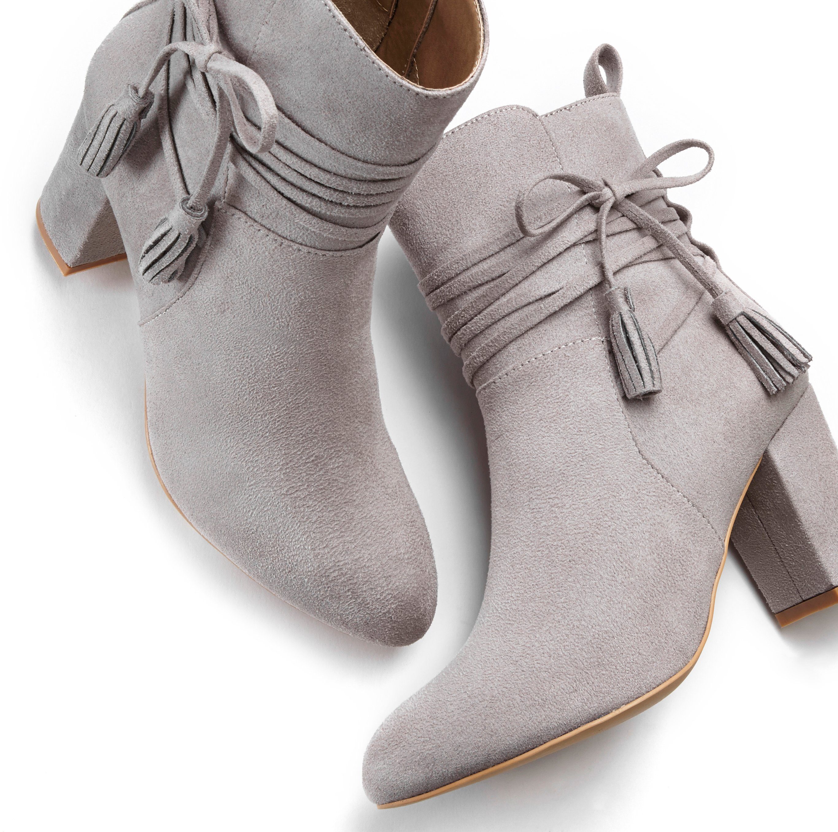 hellgrau Stiefelette High-Heel-Stiefelette, Boots, Ankle Stiefel mit Blockabsatz, LASCANA