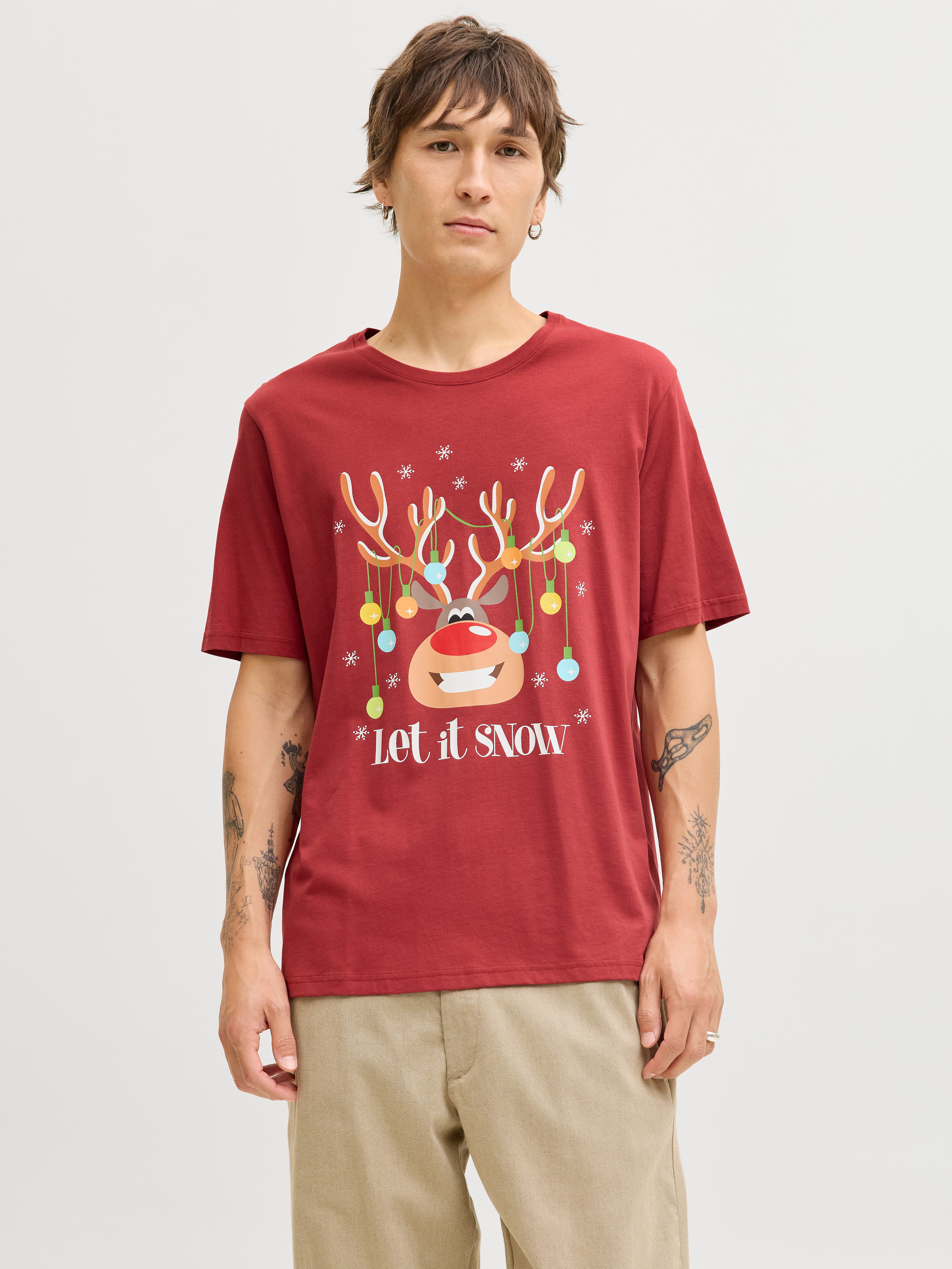 Jack & Jones Rundhalsshirt JJCHRISTMAS TEE SS CREW NECK XMAS mit weihnachtl günstig online kaufen