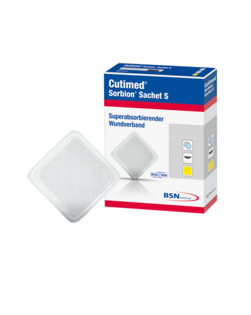 BSN medical GmbH Wundpflaster CUTIMED Sorbion Sachet S Wundauflage 7,5x7,5 cm (Spar Set, 1 St., Hautfreundliche Wundauflage), Schutz vor Wundinfektionen