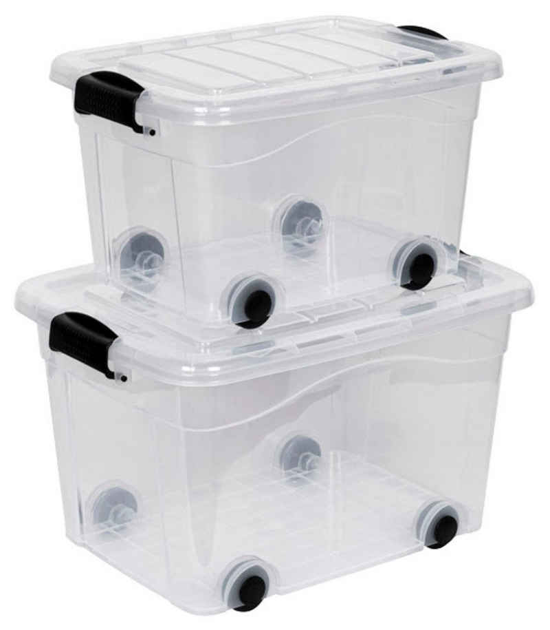 Kreher Aufbewahrungsbox »Roller Box« (Set, 2 St), mit Rädern und verschließbarem Deckel