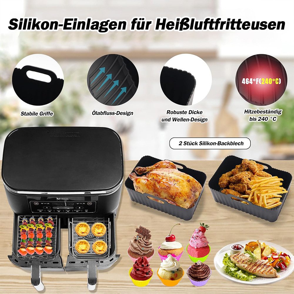 TUWENA Dampfgaraufsatz Heißluftfritteuse Zubehör, Air Fryer Accessories, BPA-Frei, für Ninja Foodi Max Dual Zone AF400EU/AF300EU,7,6L-9.5L
