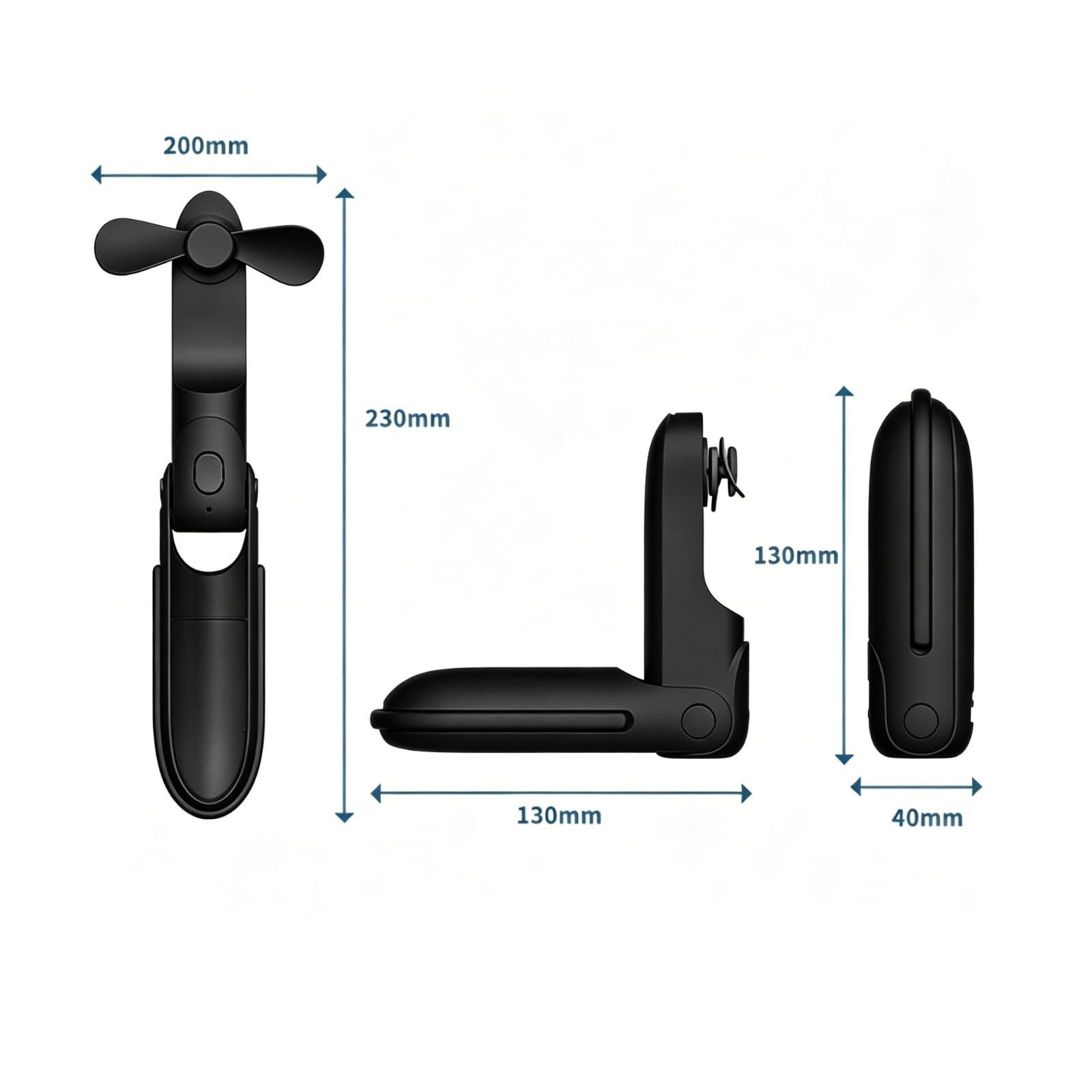 nsihing Handventilator Tragbarer Handventilator,drei Geschwindigkeitsstufen,per USB aufladbar, 5000mAh Powerbank Mini-Ventilator, 270° klappbar LED-Licht