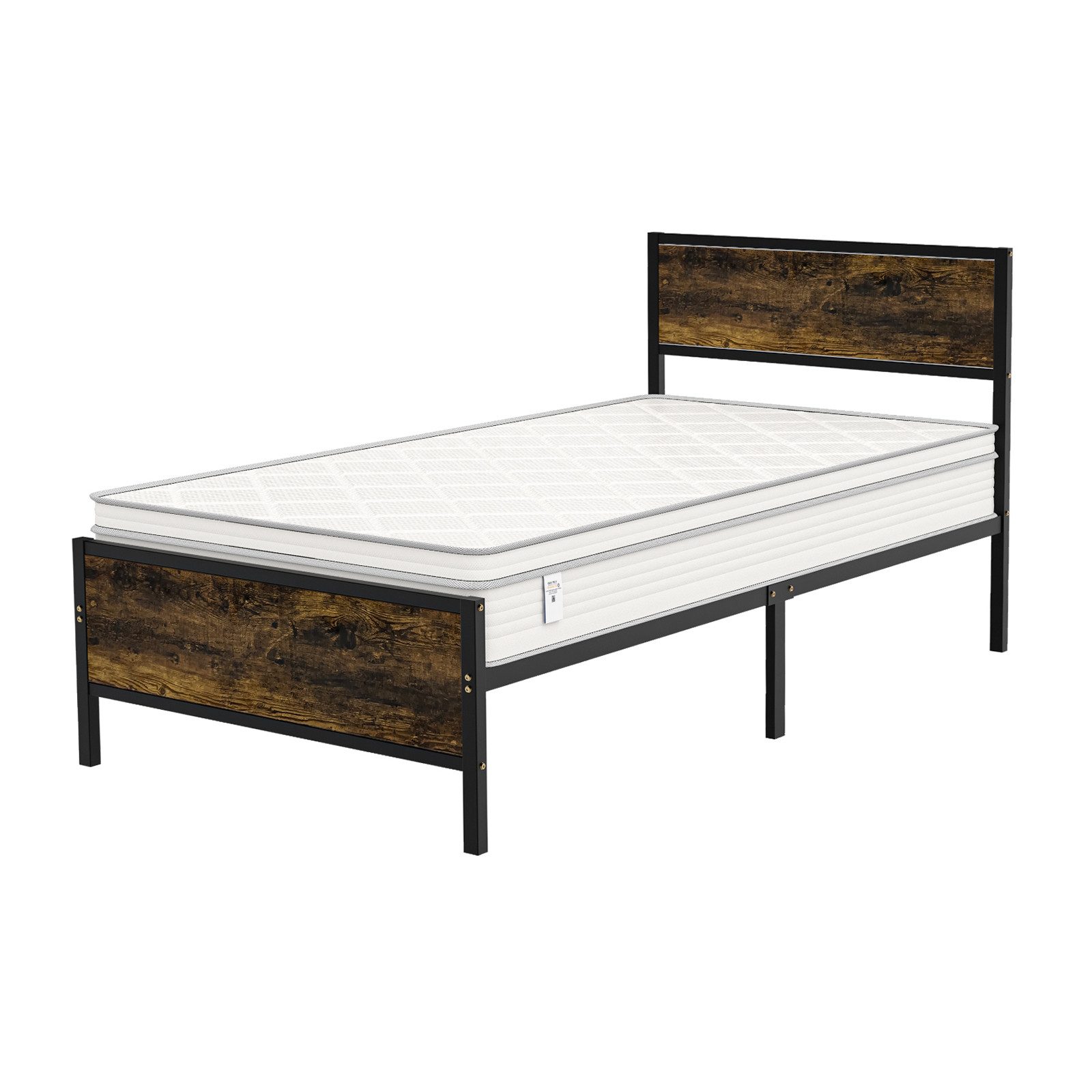 GLIESE Bettgestell Bett-Set mit Kopfteil (Lattenrostbett, Federkernmatratze), Lattenrostbett mit Kopfteil und Fußteil, 90 x 200 cm