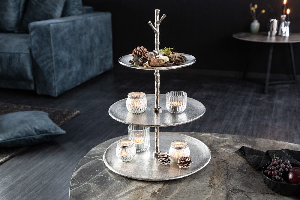 riess-ambiente Dekoetagere ABSTRACT 50cm silber (Einzelartikel, 1 St), Esszimmer · Metall · für Alles · 3 Etagen