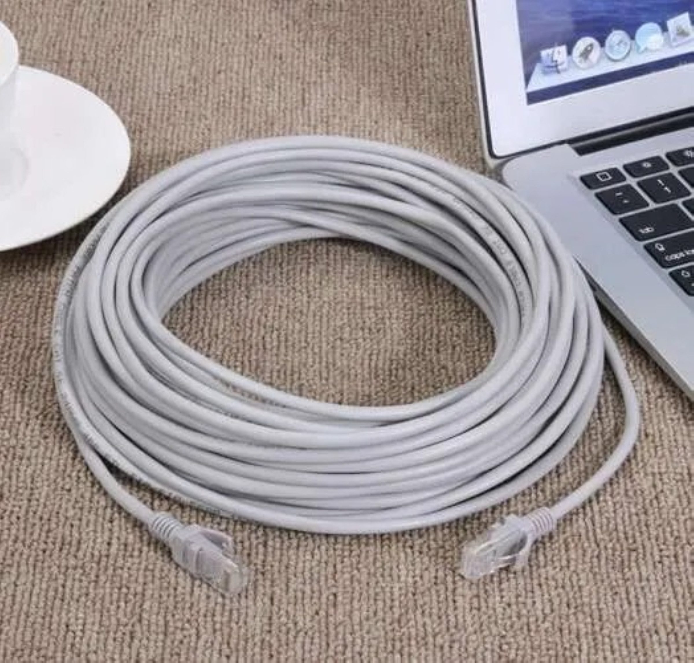 IZOXIS LAN Kabel 30m RJ45 Ethernet Netzwerkkabel Internet Patchkabel Weiß LAN-Kabel, RJ45, RJ45 (3000 cm), 30m Patchkabel mit Knickschutz und stabiler Kupferlei – Bild 5 von 5
