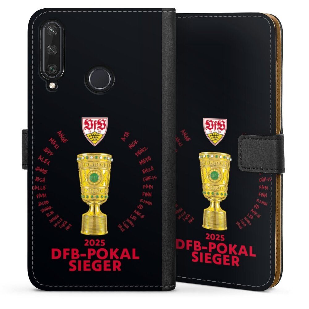 DeinDesign Handyhülle VfB Stuttgart Pokal Offizielles Lizenzprodukt, Huawei Y6p Hülle Handy Flip Case Wallet Cover Handytasche Leder