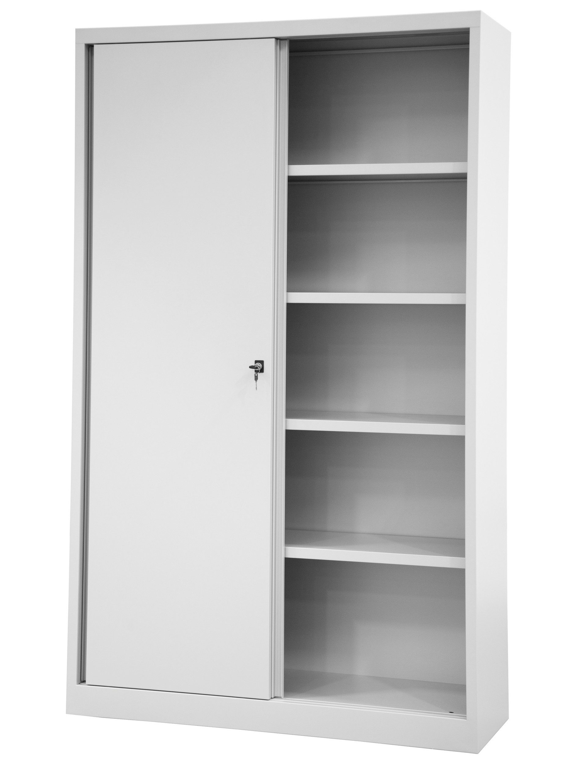 Bisley Aktenschrank Schiebetürenschrank ECO in Lichtgrau - Maße: H 198 x B 120 x T 43 cm