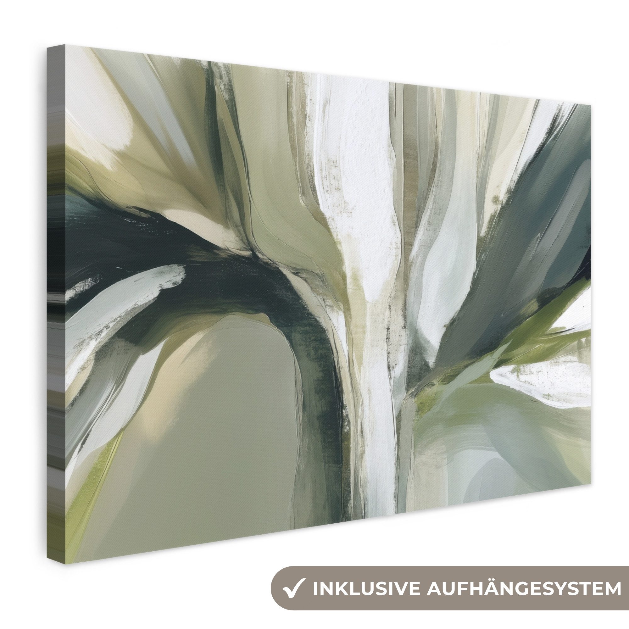 OneMillionCanvasses® Leinwandbild Natur - Abstrakt - Grün - Pinselstriche, Fotodruck (1 St), Leinwand Bilder Klein, Wand Dekoration Aesthetic 30x20 cm