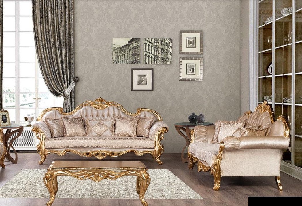 Xlmoebel Polstergarnitur Elegante Sofagarnitur mit hochwertigem Bezug und Couchtisch, (3-tlg., 3+3 Sitzer + Сouchtisch), Hergestellt in Europa