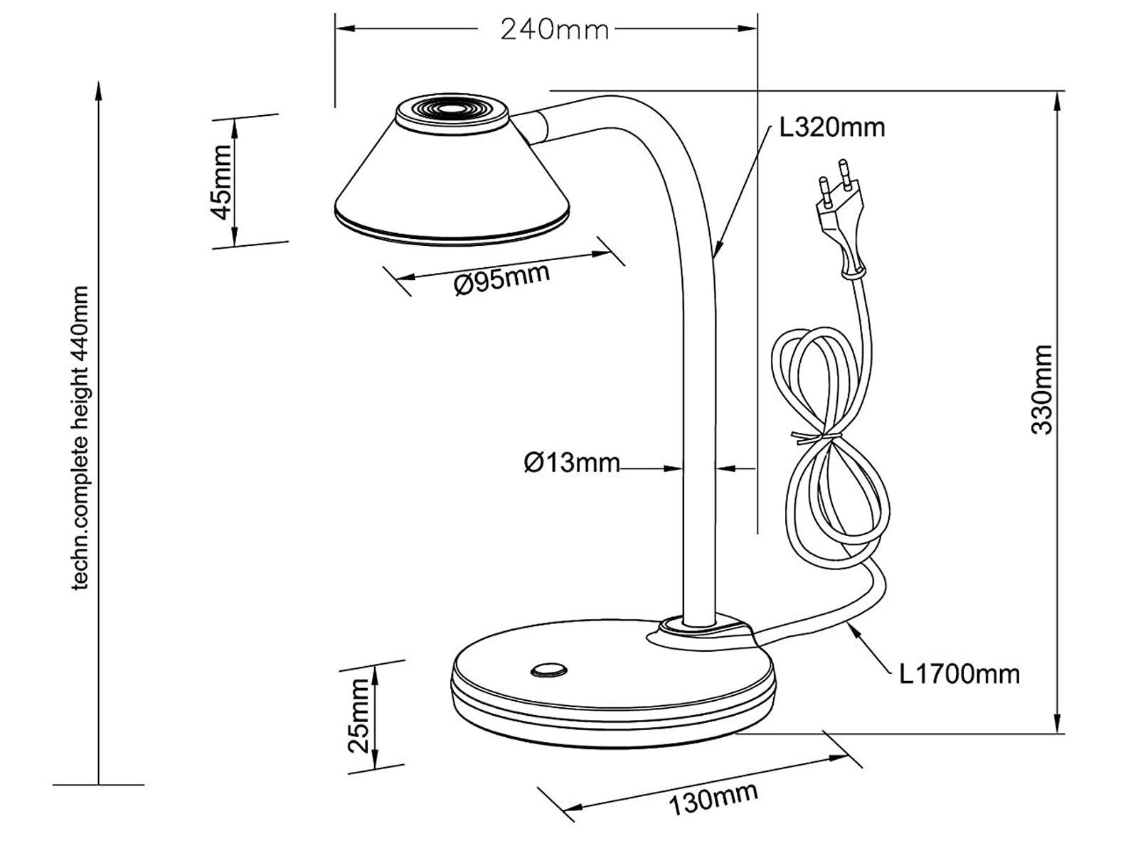 Warmweiß, Grau meineWunschleuchte Bett, LED Set Höhe Schreibtischlampe, LED Arbeitsplatz-leuchte 2er 33cm integriert, Leselampe Bürobeleuchtung fest