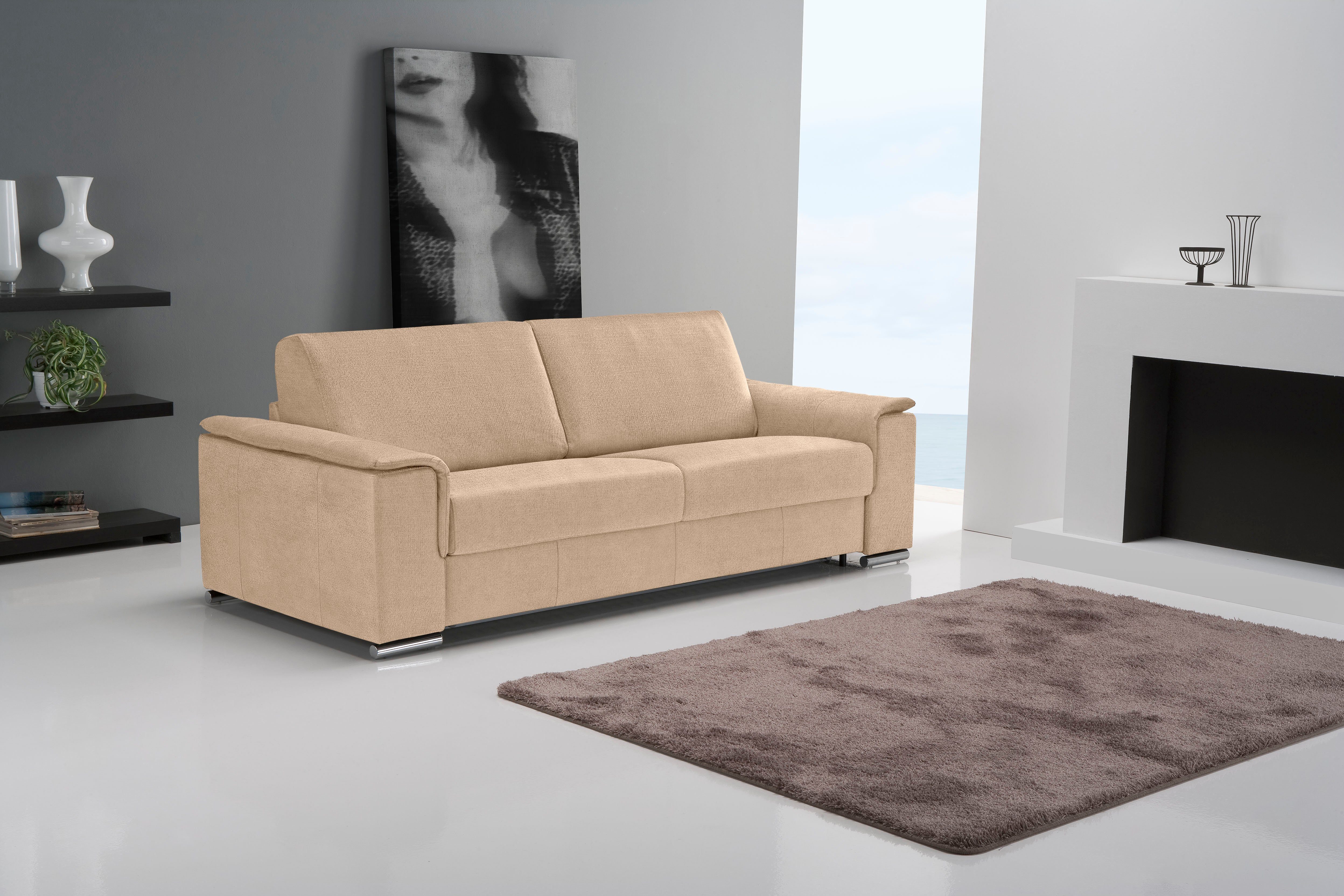 Egoitaliano Schlafsofa Cecilia, modern & elegant, erstklassiger Sitzkomfort, Dauerschläfer, inkl. Matratze und hochwertigem Metallbettrahmen, toller Schlafkomfort