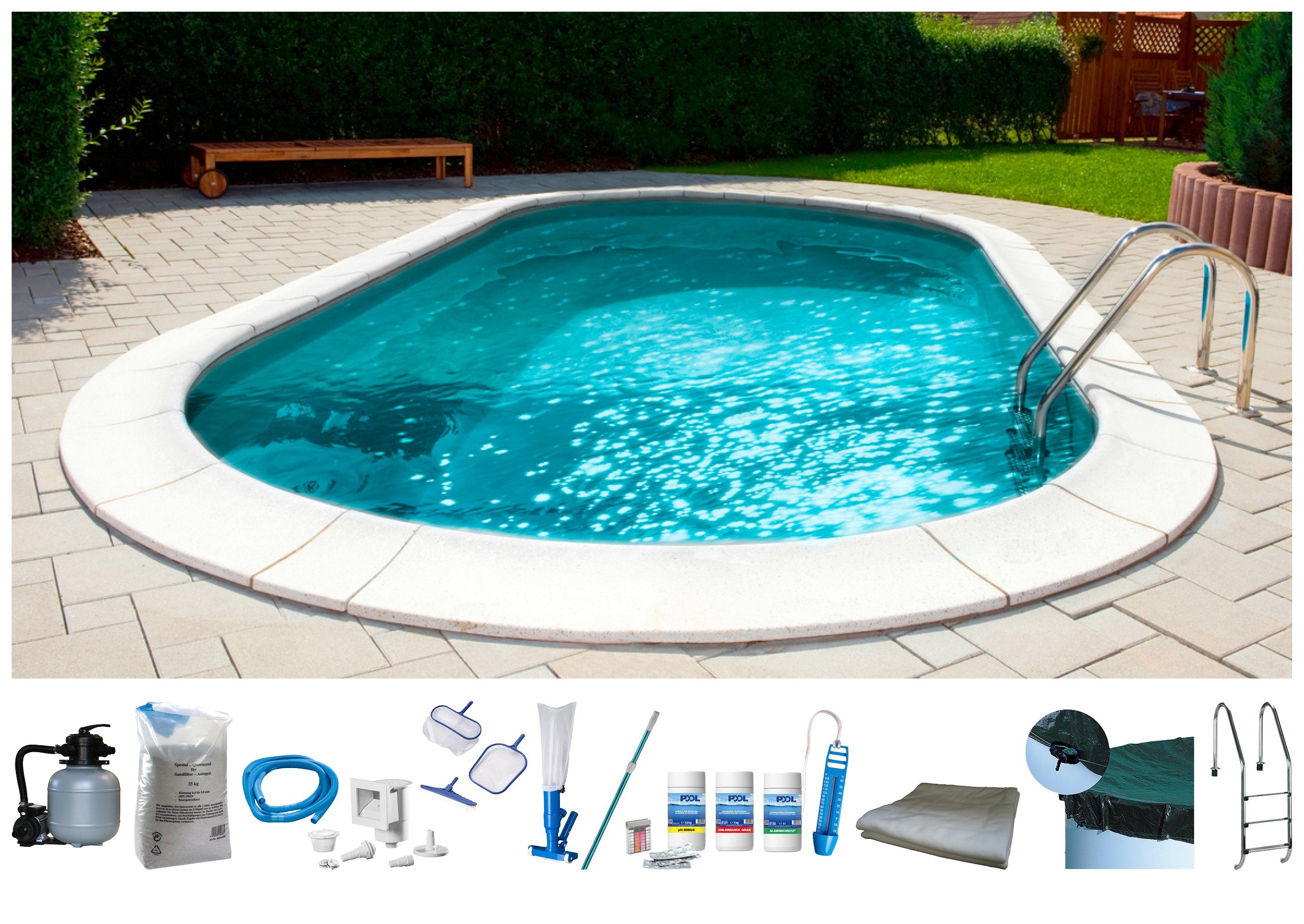 Ovalpool PREMIUM mit grauer Innenfolie