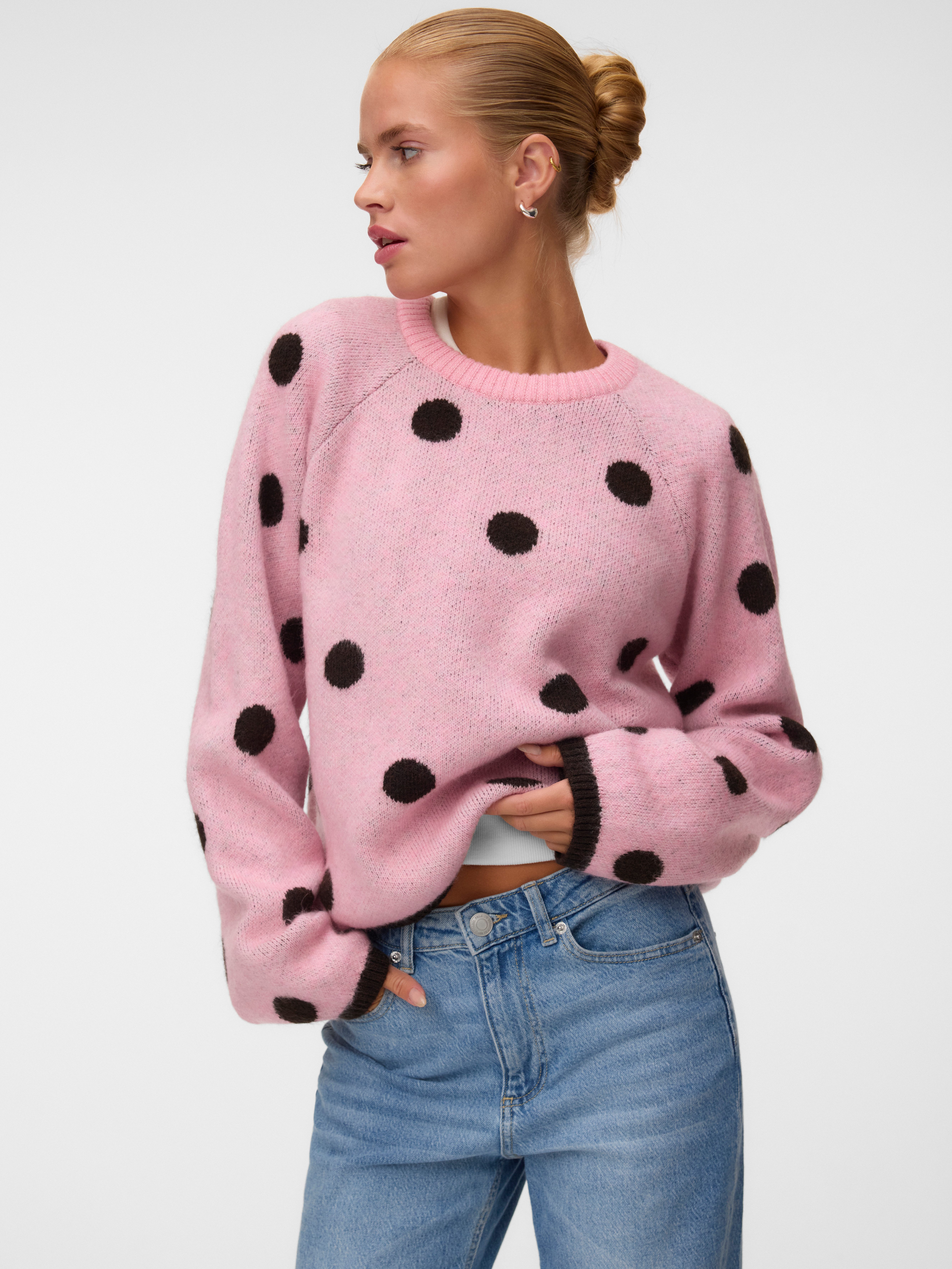 Vero Moda Rundhalspullover VMLIV LS KNIT EXP EXP Kunstfaser