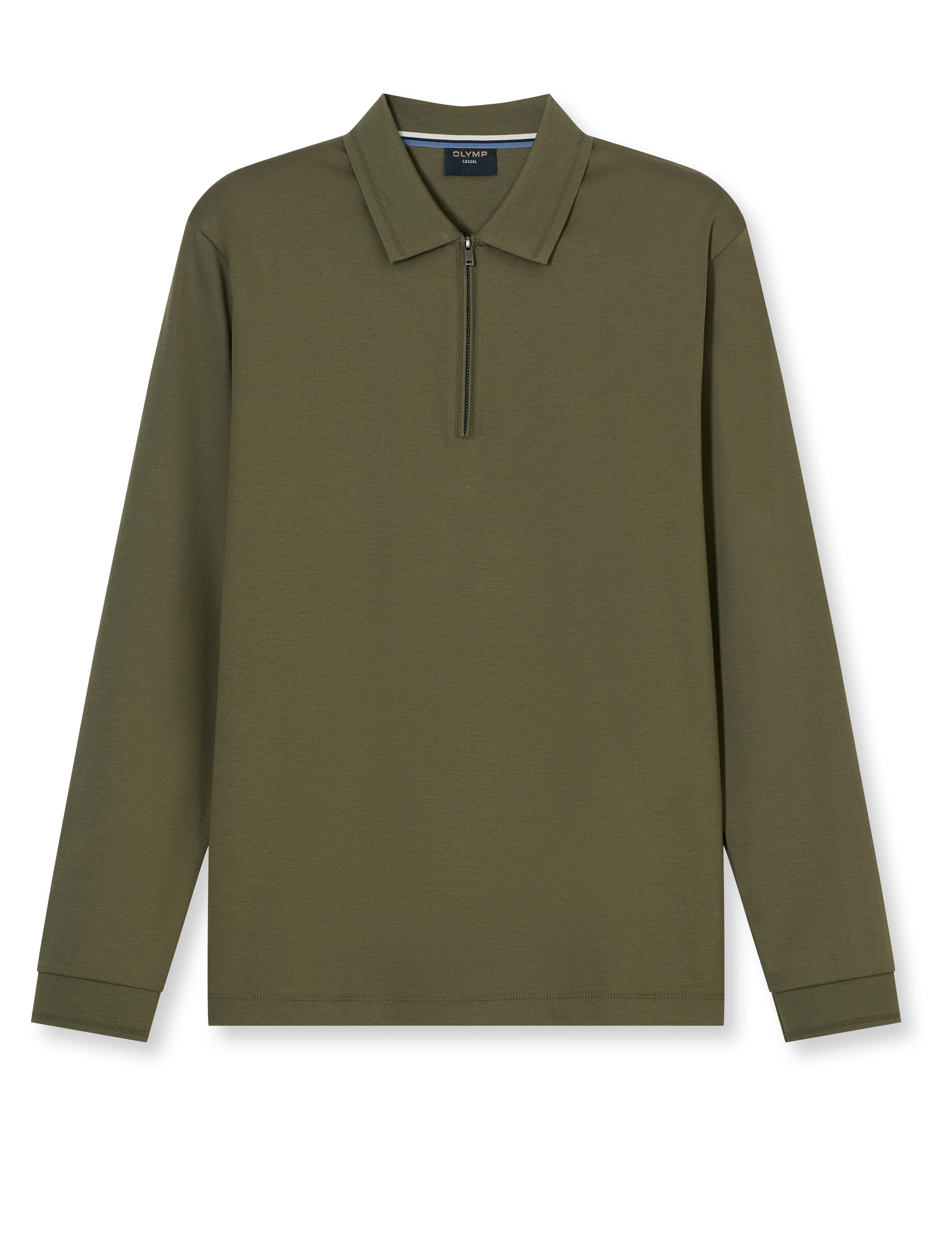 OLYMP Langarm-Poloshirt unifarben, Polokragen, regular fit, casual