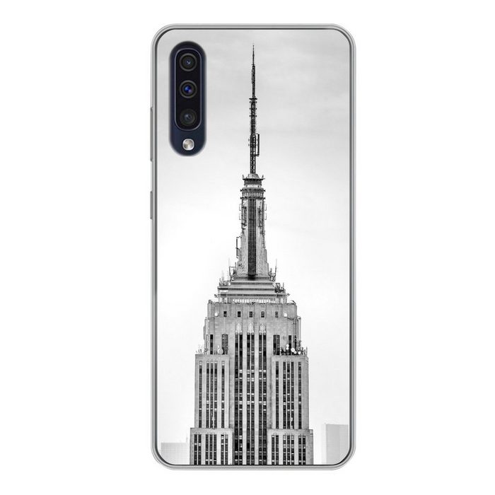 MuchoWow Handyhülle Graues und weißes Bild des Empire State Building in New York Handyhülle Samsung Galaxy A50 Smartphone-Bumper Print Handy