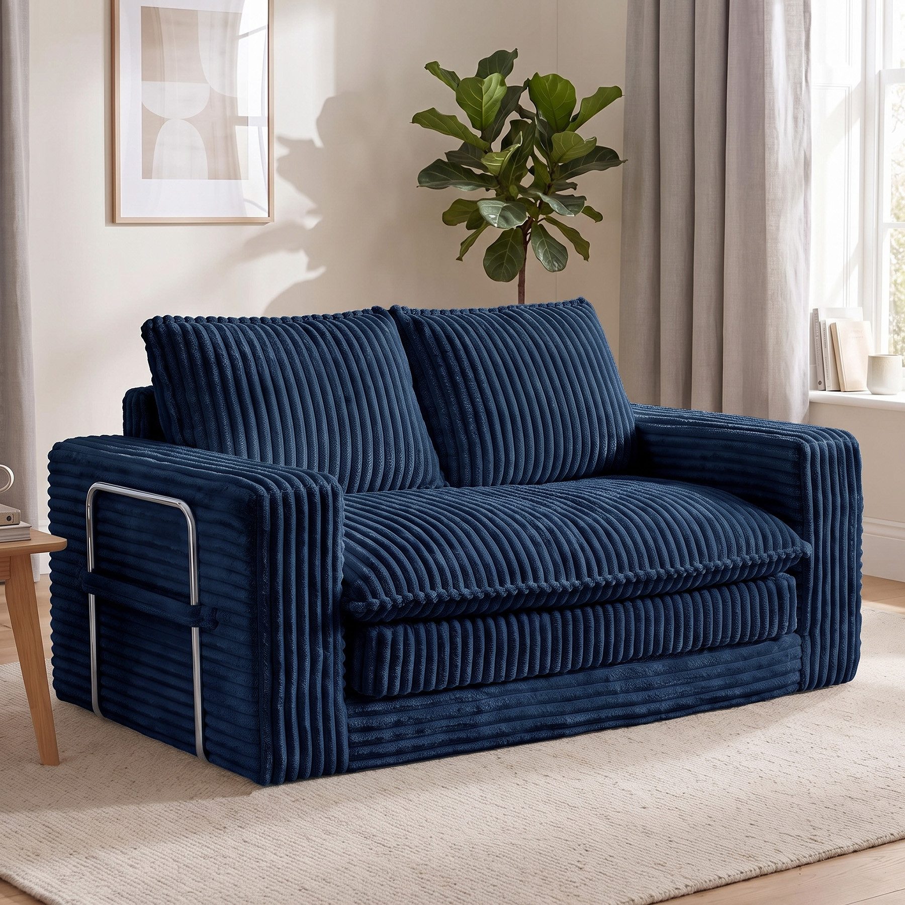 HomeMiYN Schlafsofa 2-Sitzer L139 CM klappbar Ecksofa mit Bettfunktion für kleine Räume, 1 Teile, 2-in-1 Schlafsofa – Tagsüber Sofa, nachts Gästebett (bis 240 kg)