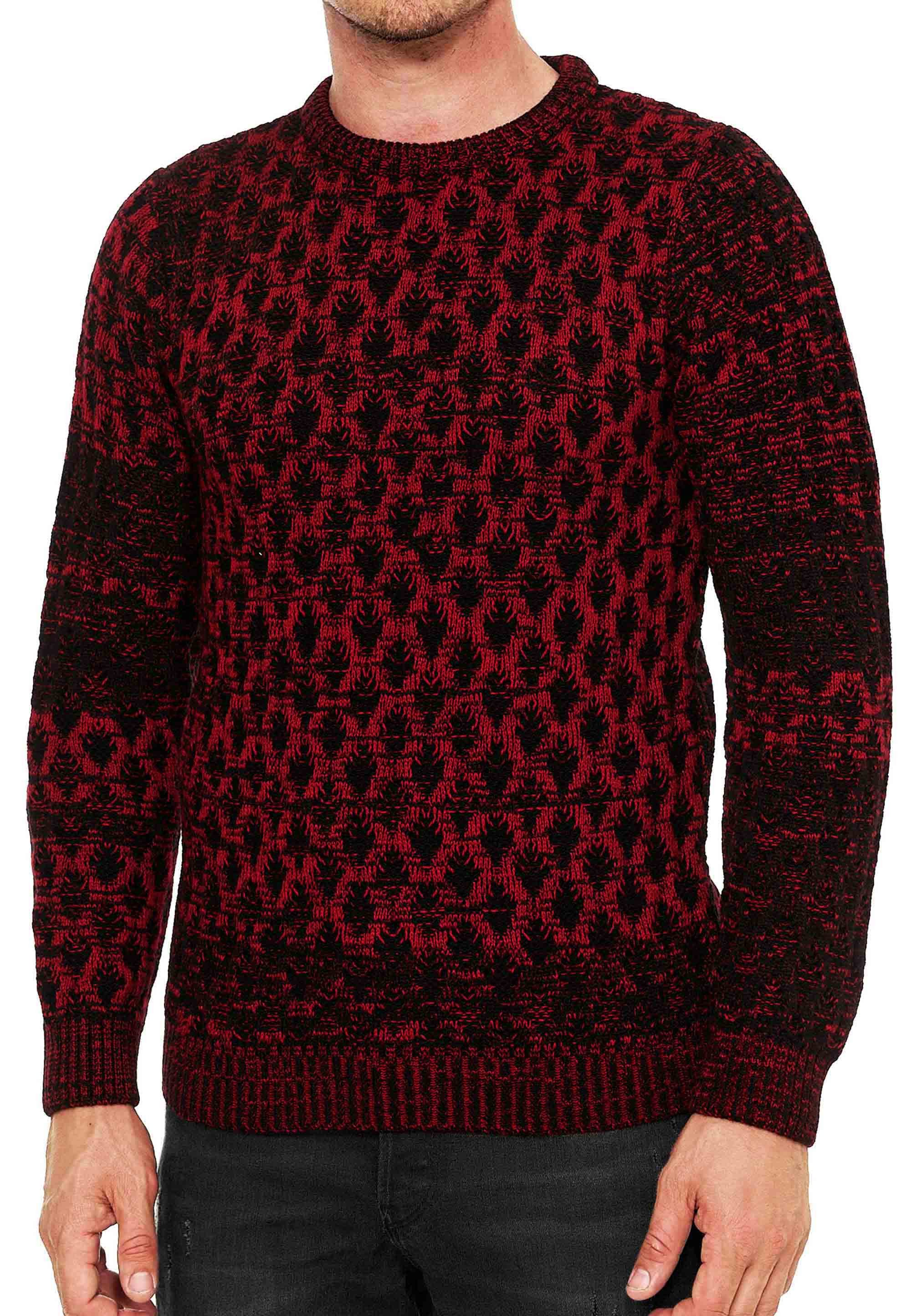R-NEAL Rundhalspullover Strickpullover Streetwear Kontrast Rundhals günstig online kaufen