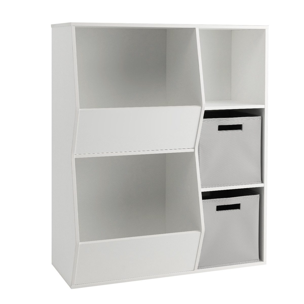 COSTWAY Bücherregal, Kinder, mit 2 Boxen & 5 Fächern, Spielzeugregal Holz