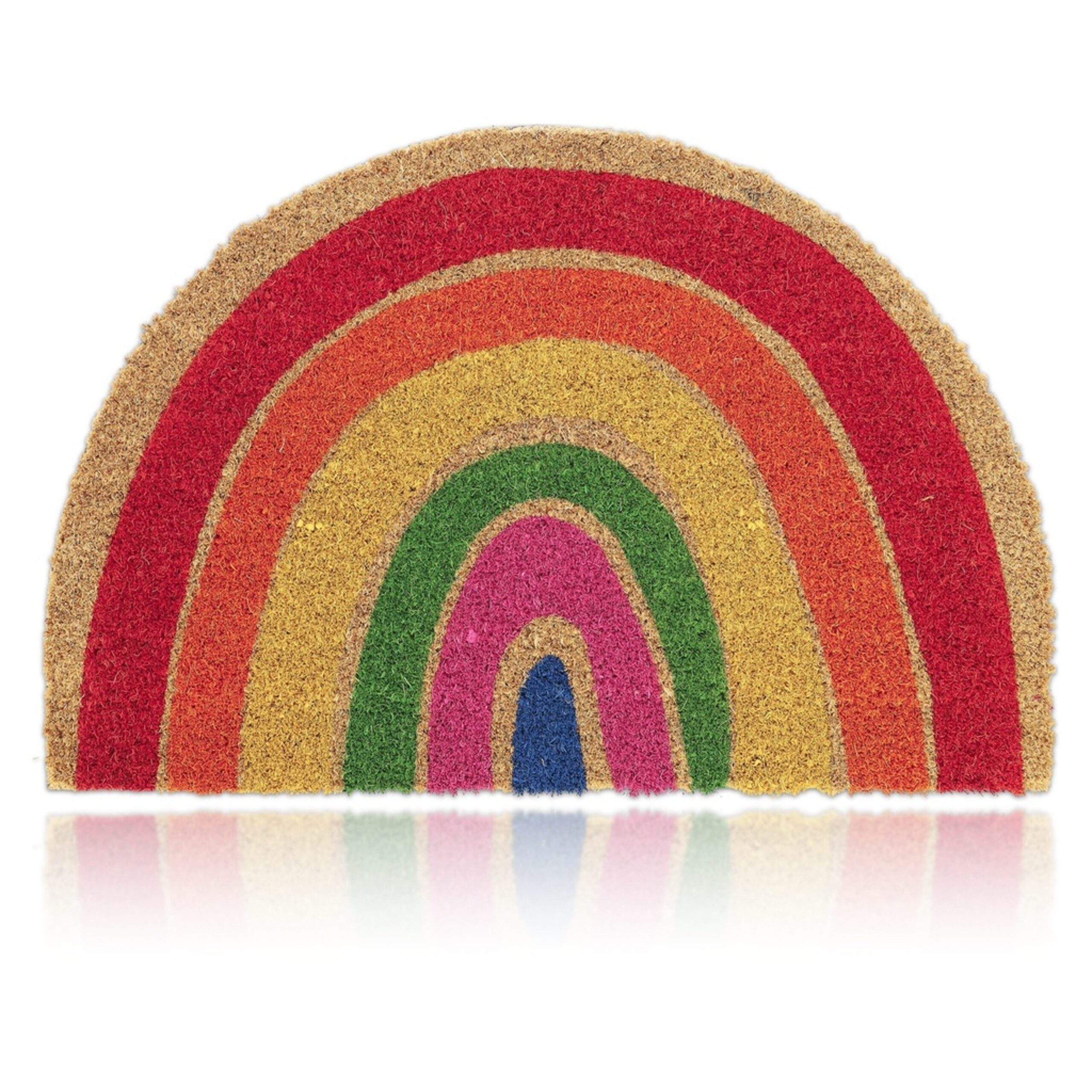 relaxdays Fußmatte Kokos Fußmatte Regenbogen, Halbrund, Höhe: 15 mm