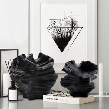 Cbei Dekovase Moderne Keramikvase mit künstlerischem Design Spitze Vase Dekovase, Schwarz, Ideal für stilvolle Heimdekoration