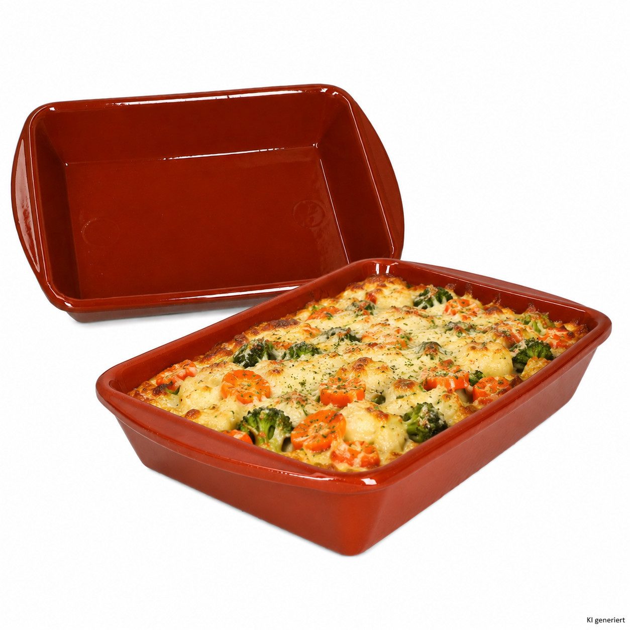 MamboCat Auflaufform 2er Set Ton-Auflaufform ECKI L 1L 28,5x19cm Backform Kuchen Airfryer, Steingut