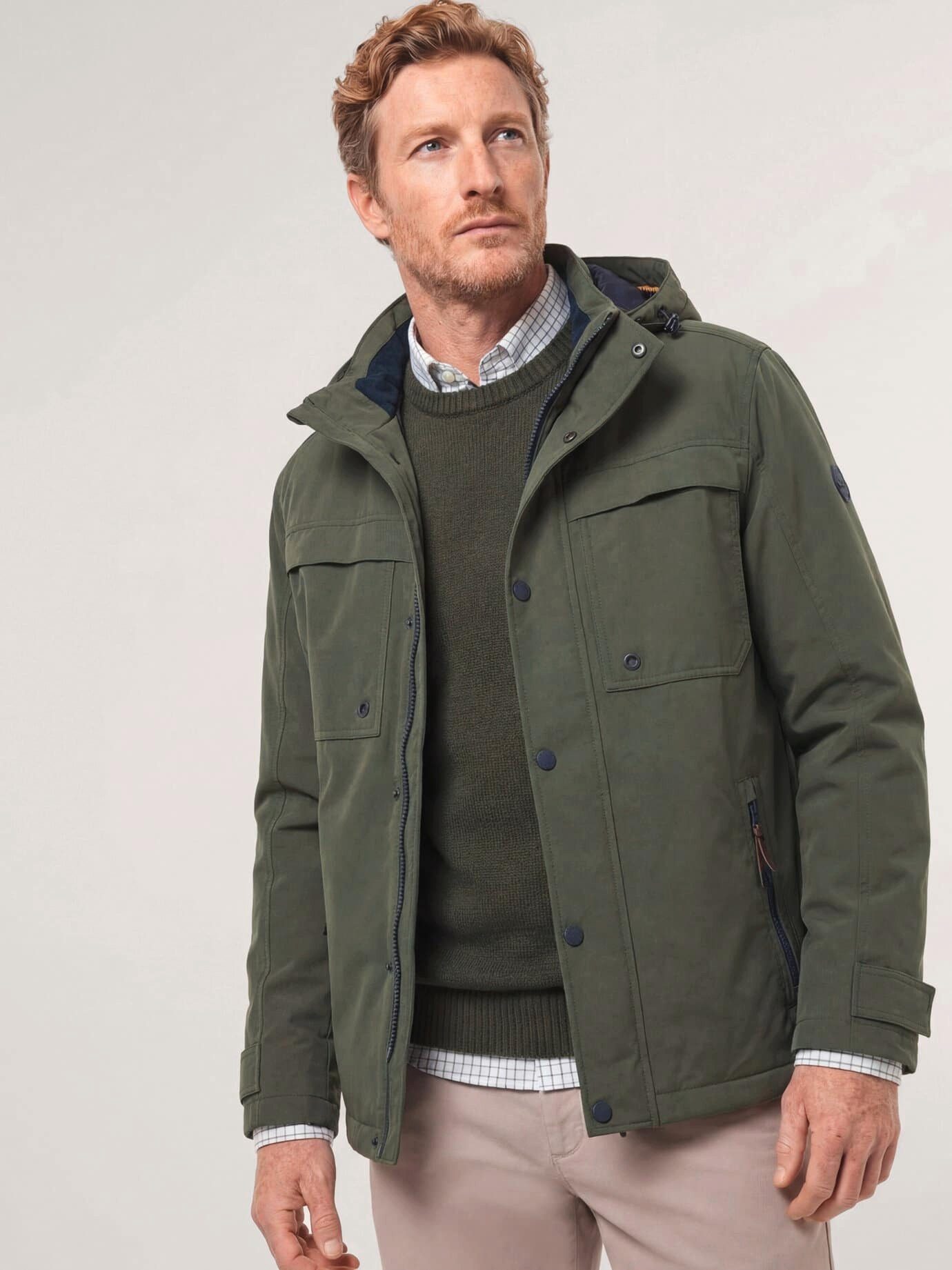 Walbusch Funktionsjacke Herren Wasserdichte Funktionsjacke mit Kapuze, atmungsaktiv