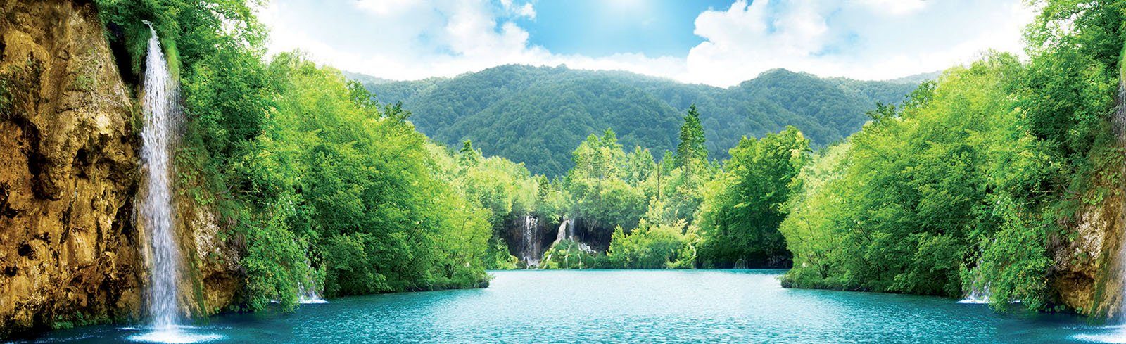 Wallarena Fototapete XXL Wasserfall Ecke Vlies Tapete Vliestapete Schlafzimmer Wohnzimmer, Glatt, Natur, Vliestapete inklusive Kleister | Fototapeten