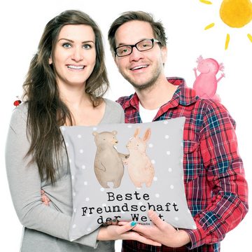 Mr. & Mrs. Panda Dekokissen Hase Beste Freundschaft der Welt - Grau Pastell - Geschenk, Sofakisse, Weiche Mikrofaser